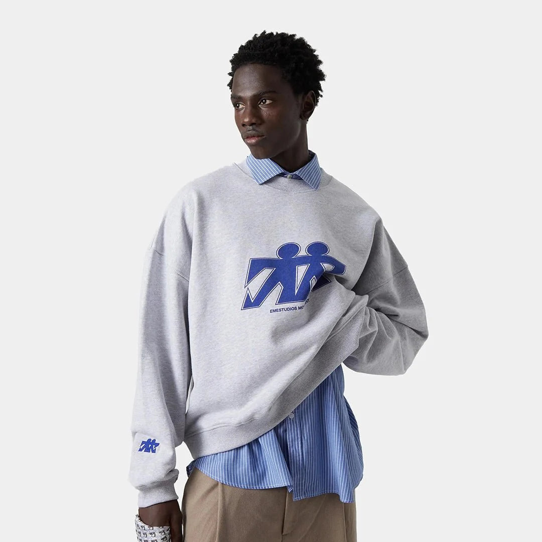 Mbuddy Grey Oversized Crewneck