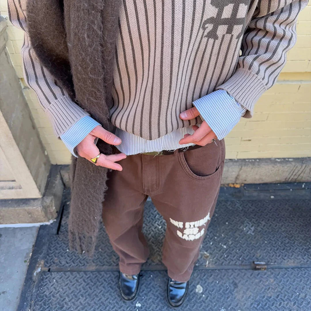 Badge Muddy Brown Stripes Knit