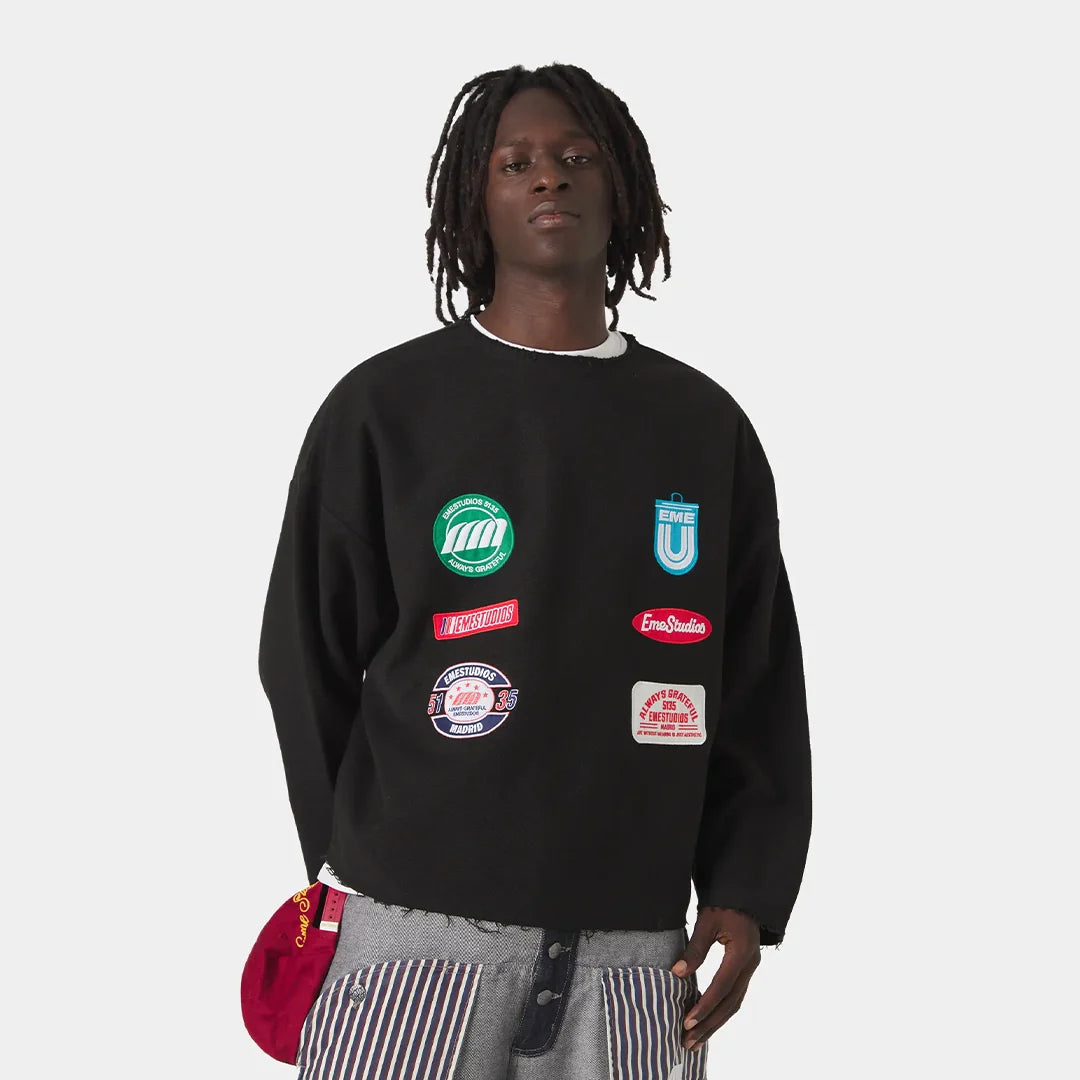 Patches Black Crewneck