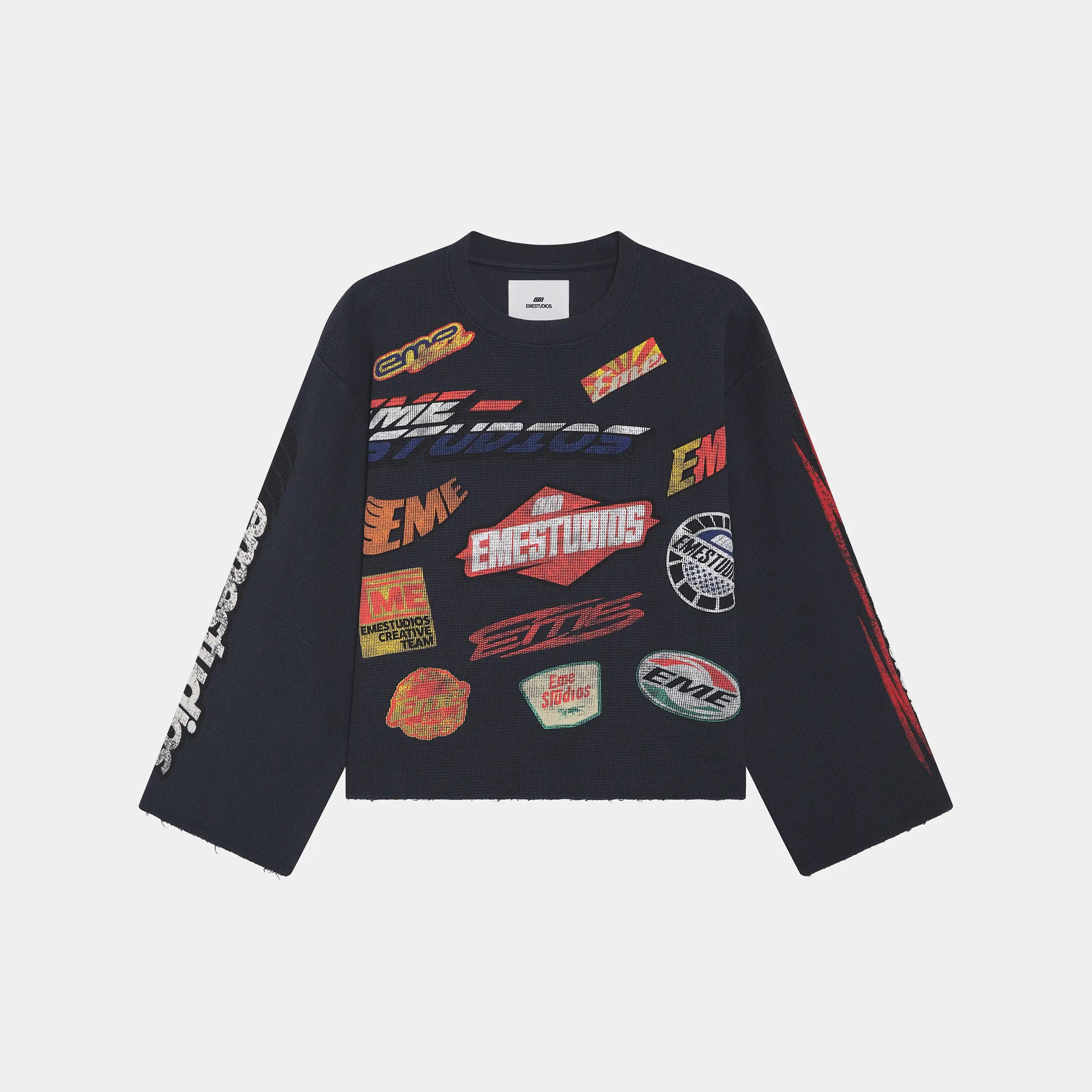 Waffle Navy Crewneck