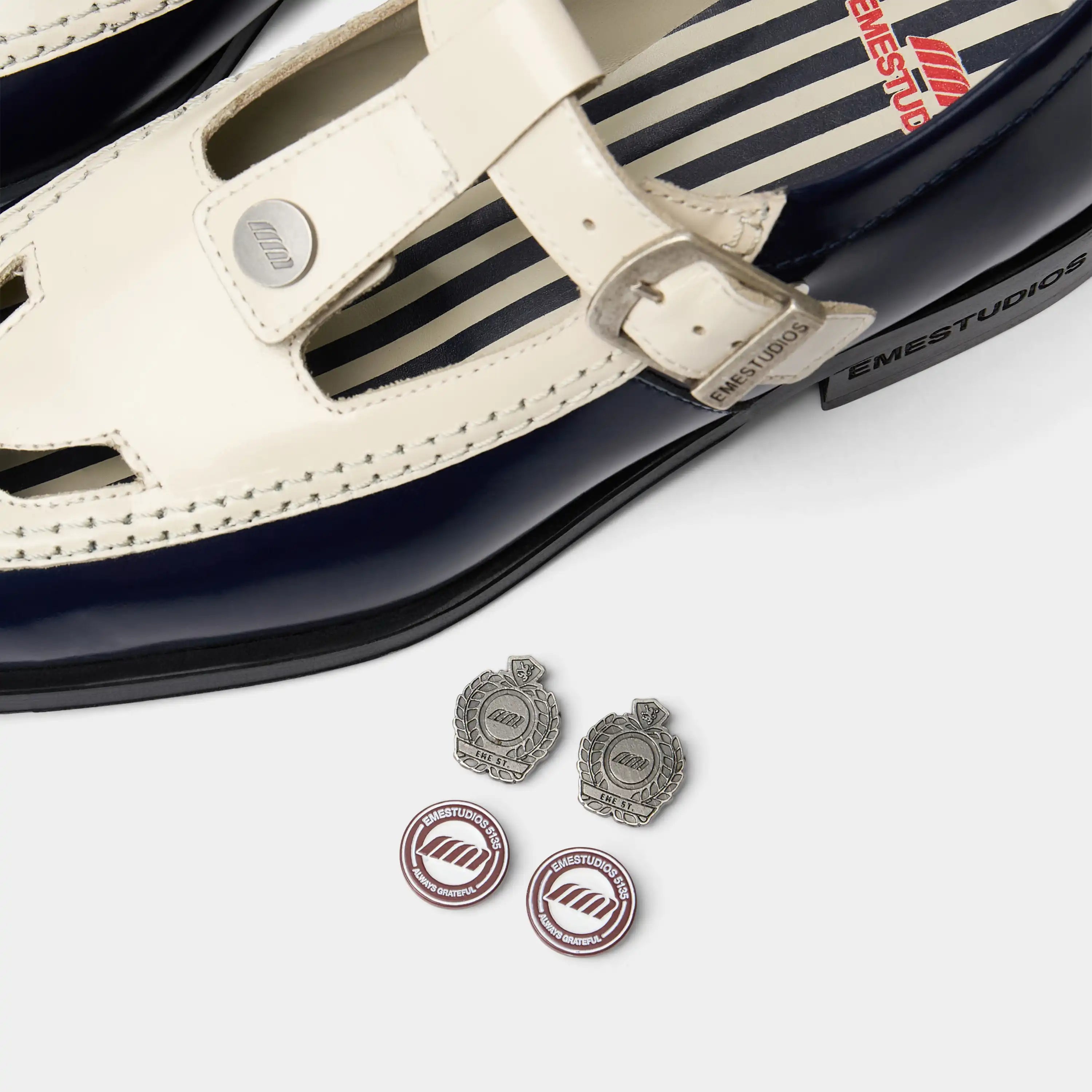 Daisy White & Navy Mary Jane