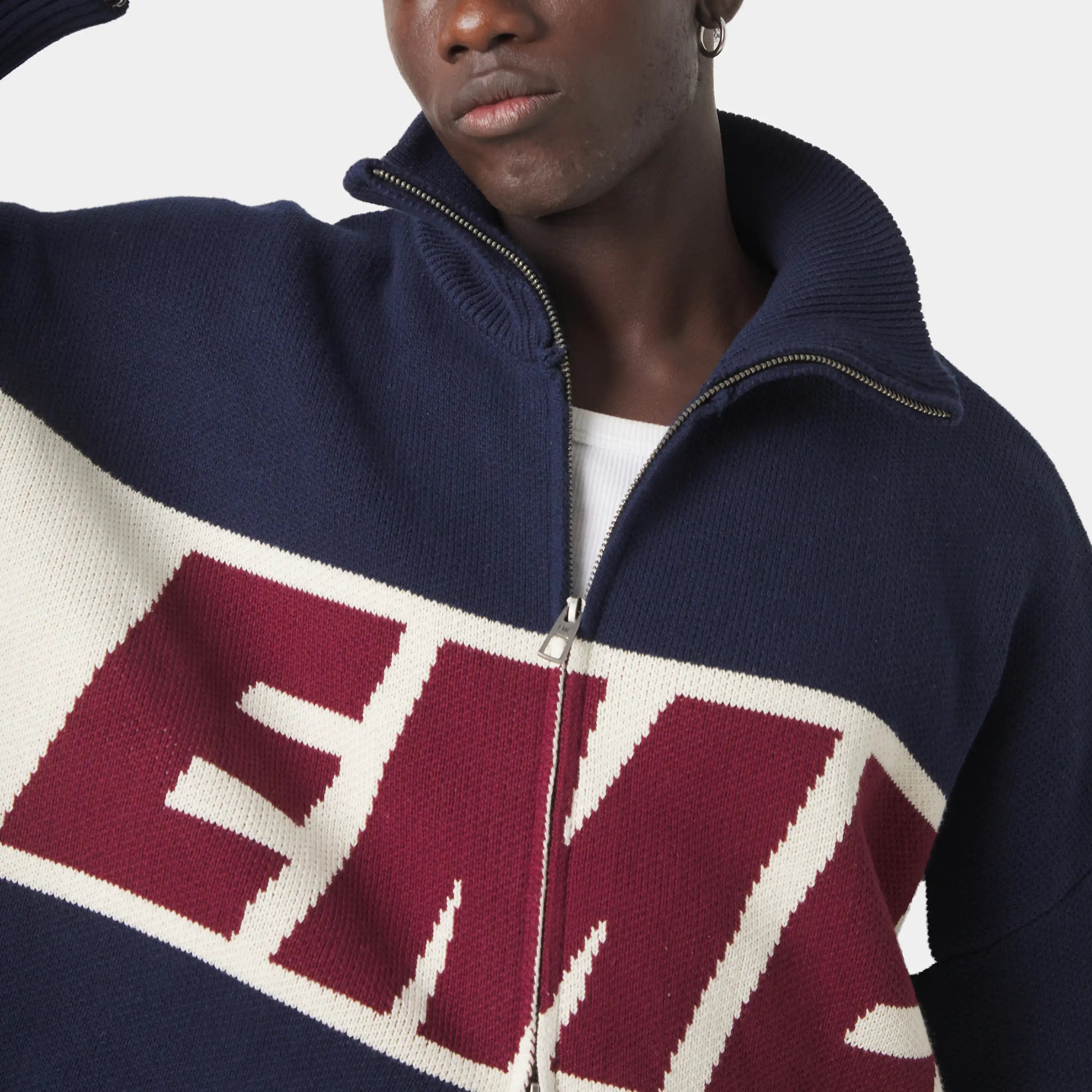 Thrill Navy Zipper Knit