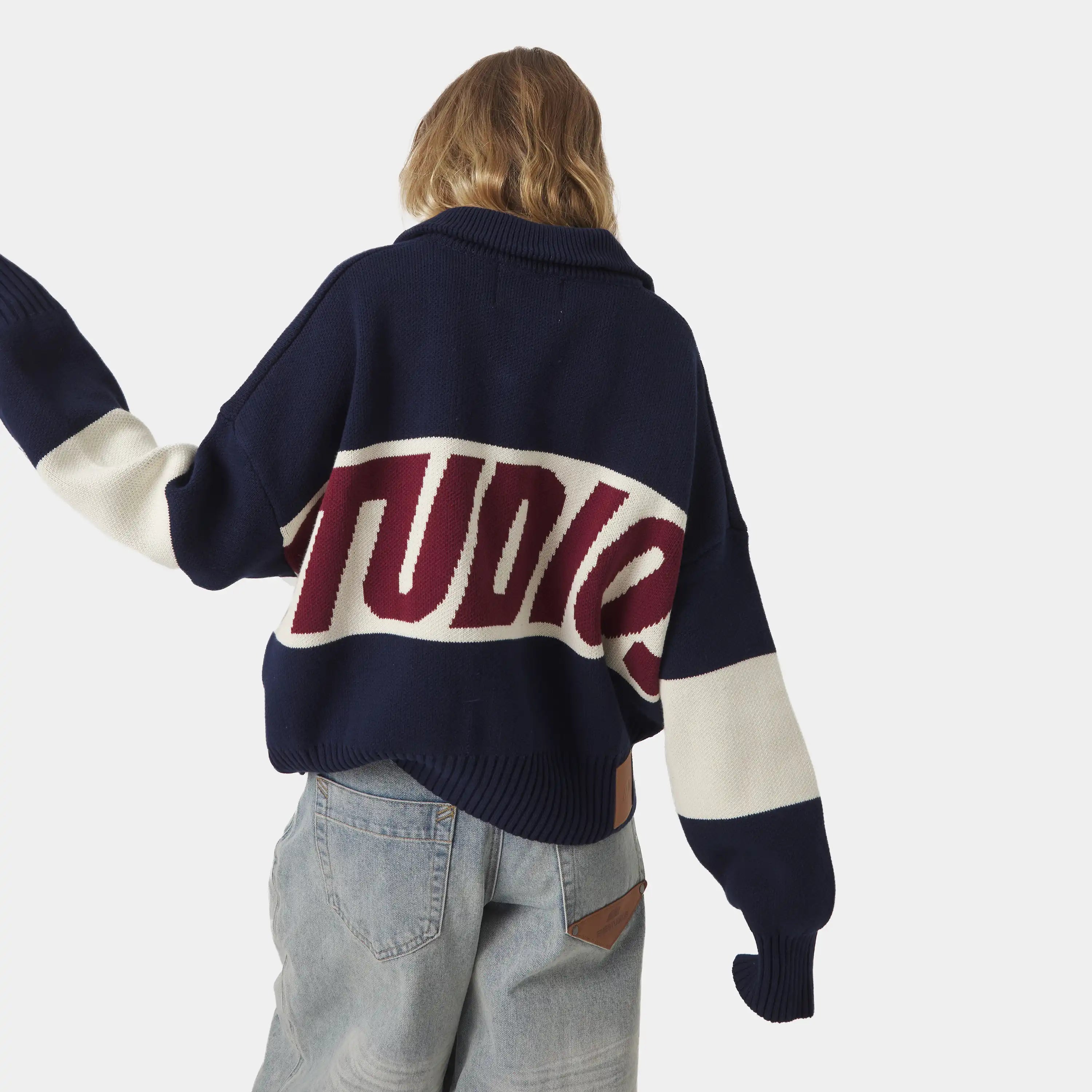 Thrill Navy Zipper Knit