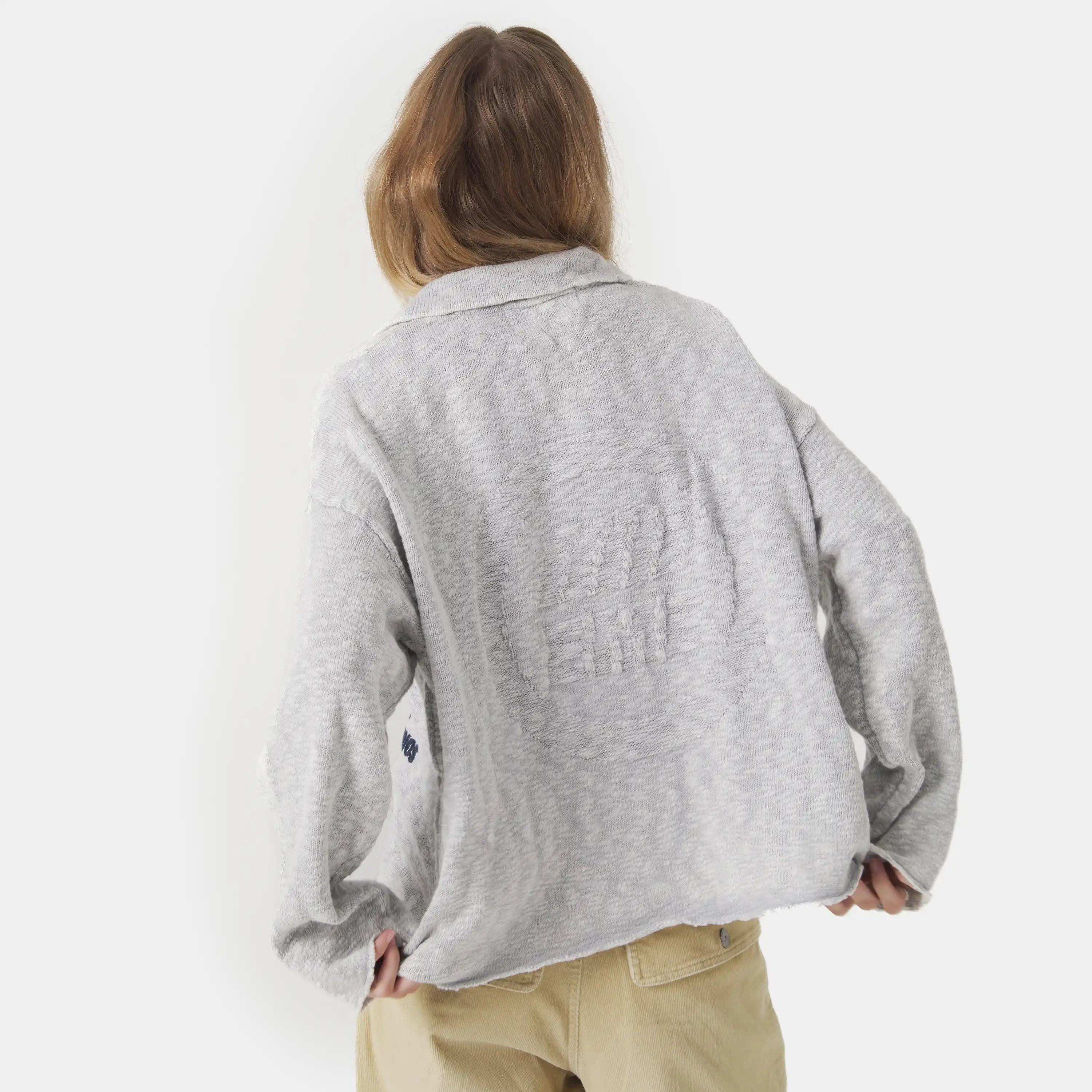 Kiff Polo Grey Knit Distressed