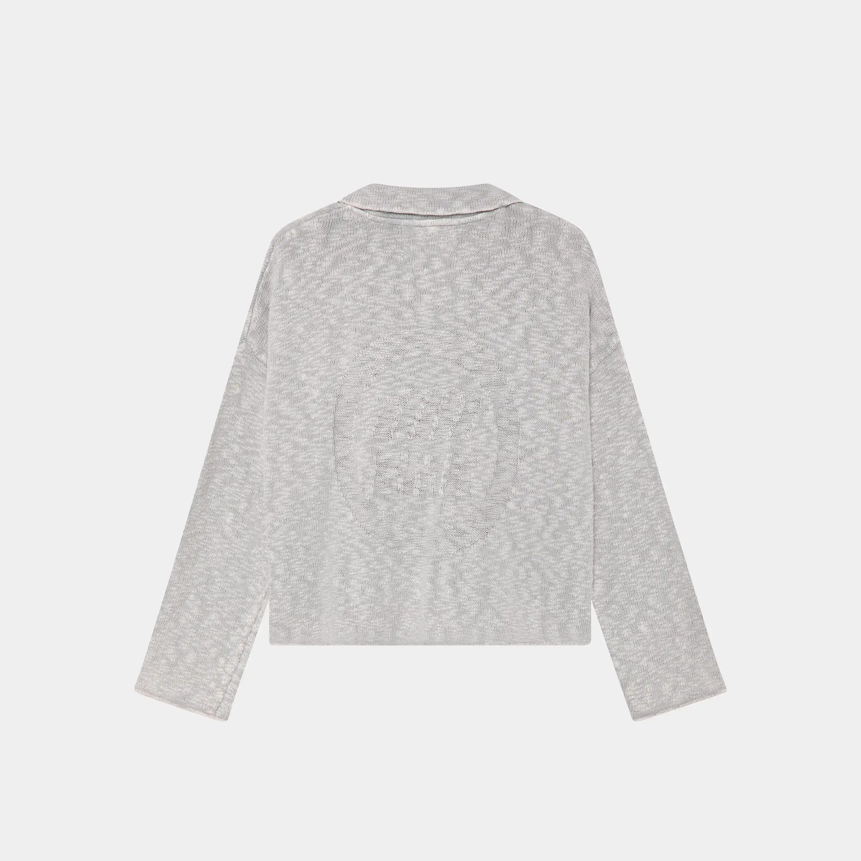 Kiff Polo Grey Knit Distressed