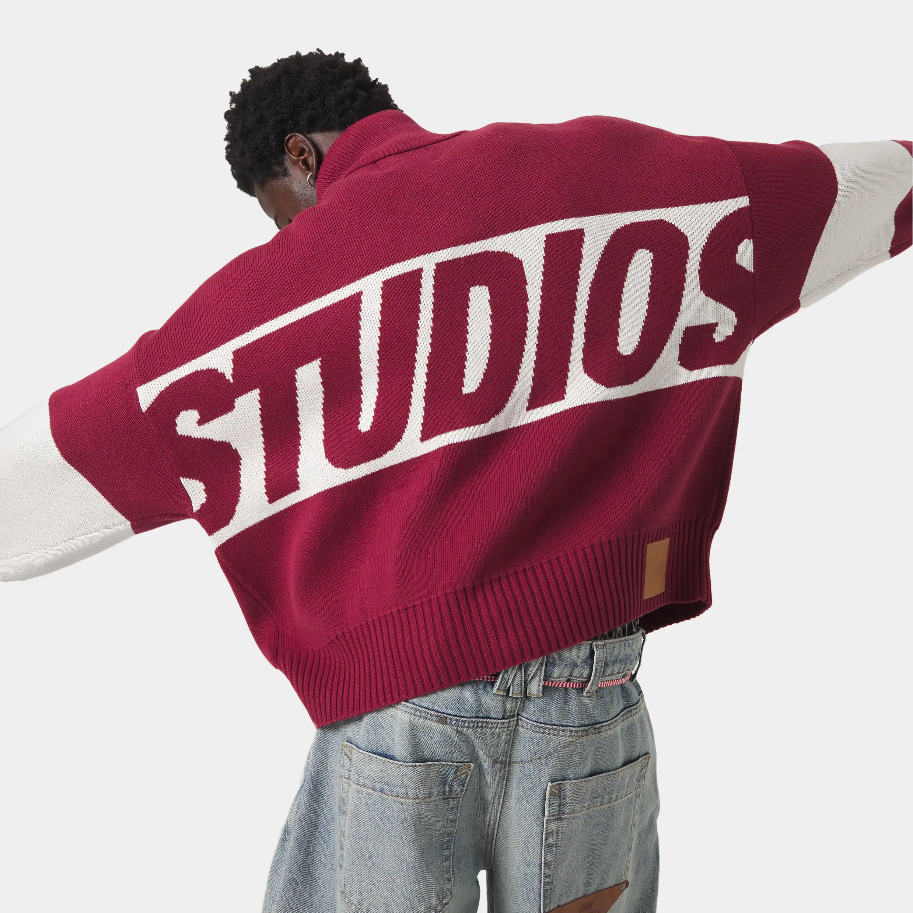 Thrill Burgundy Zipper Knit