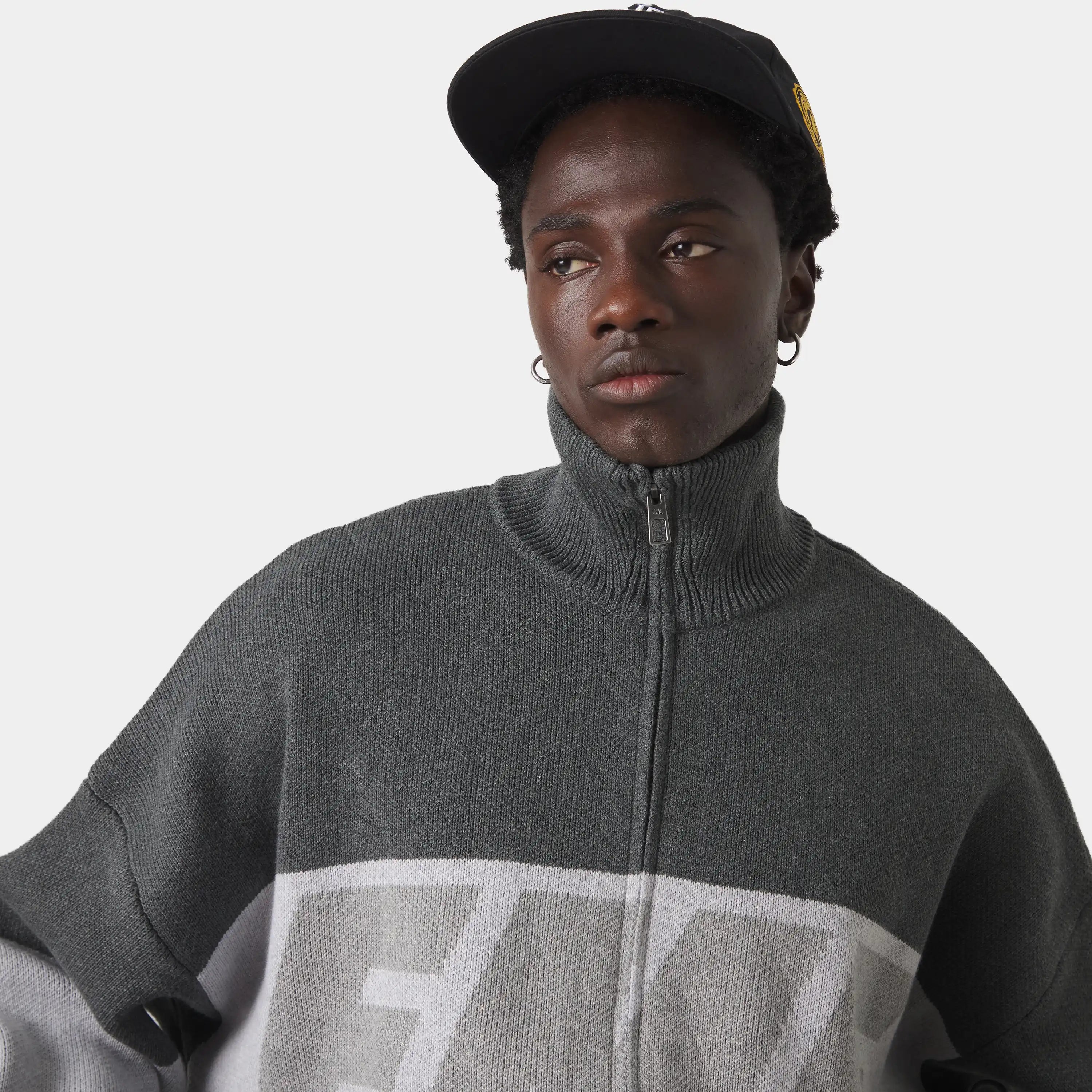 Thrill Grandpa Grey Zipper Knit