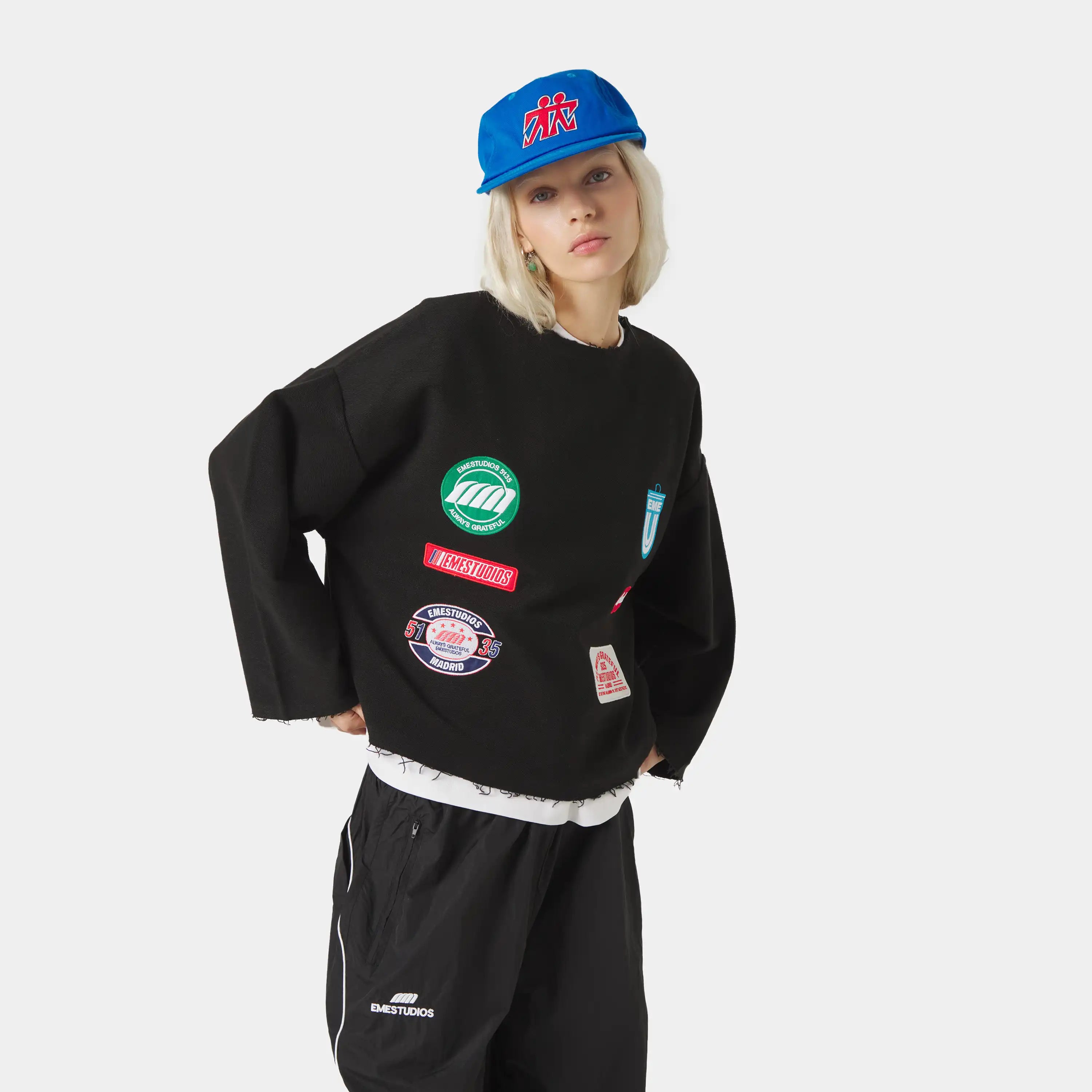 Patches Black Crewneck