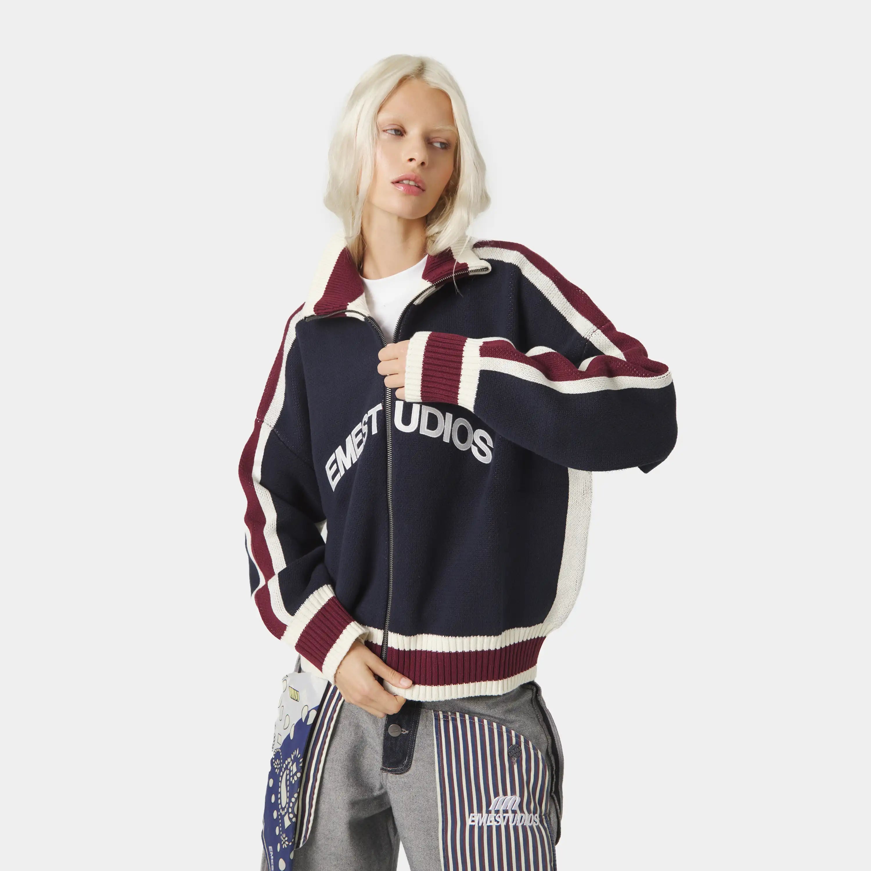 Echellor Navy Zipper Knit