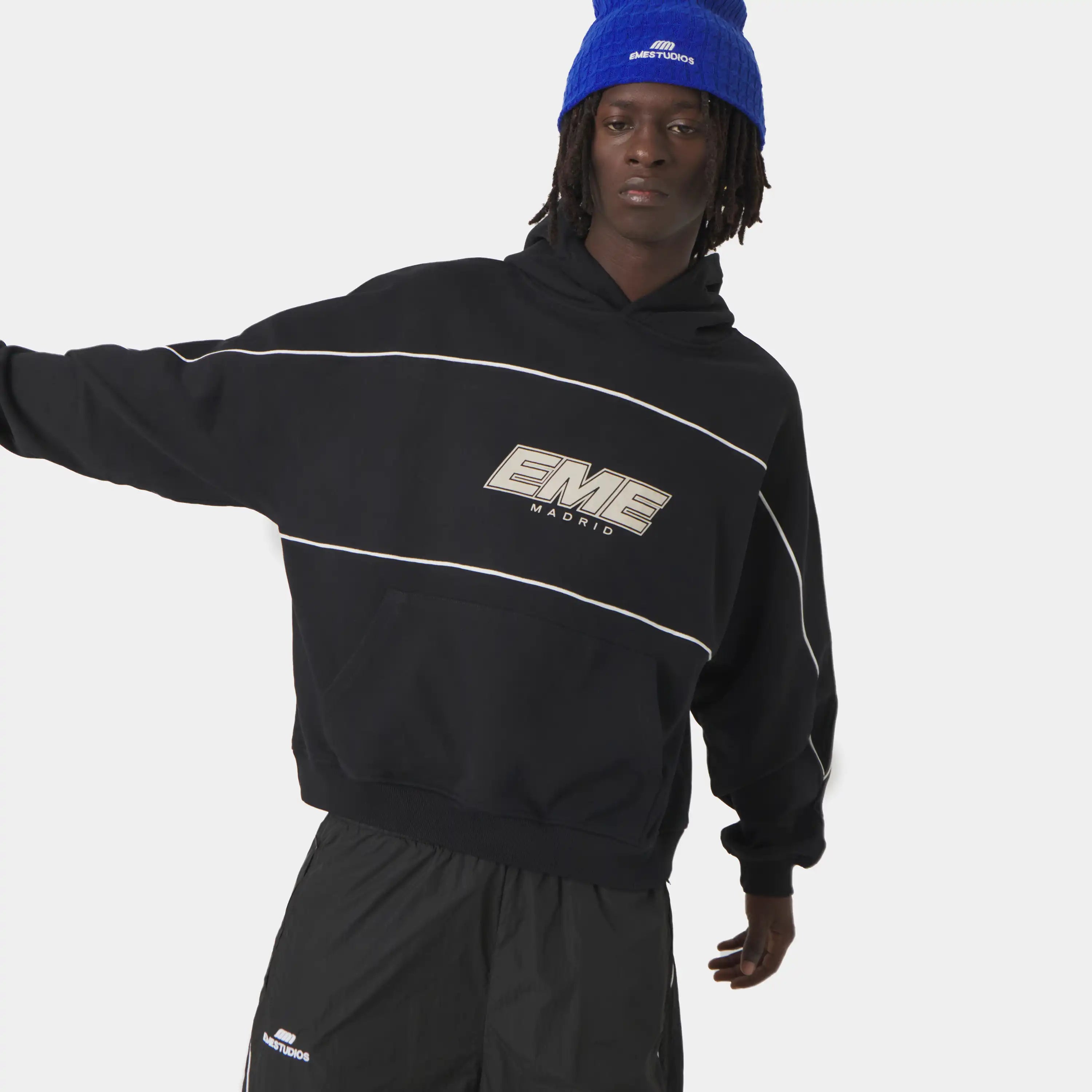 Crossline Black Oversized Hoodie