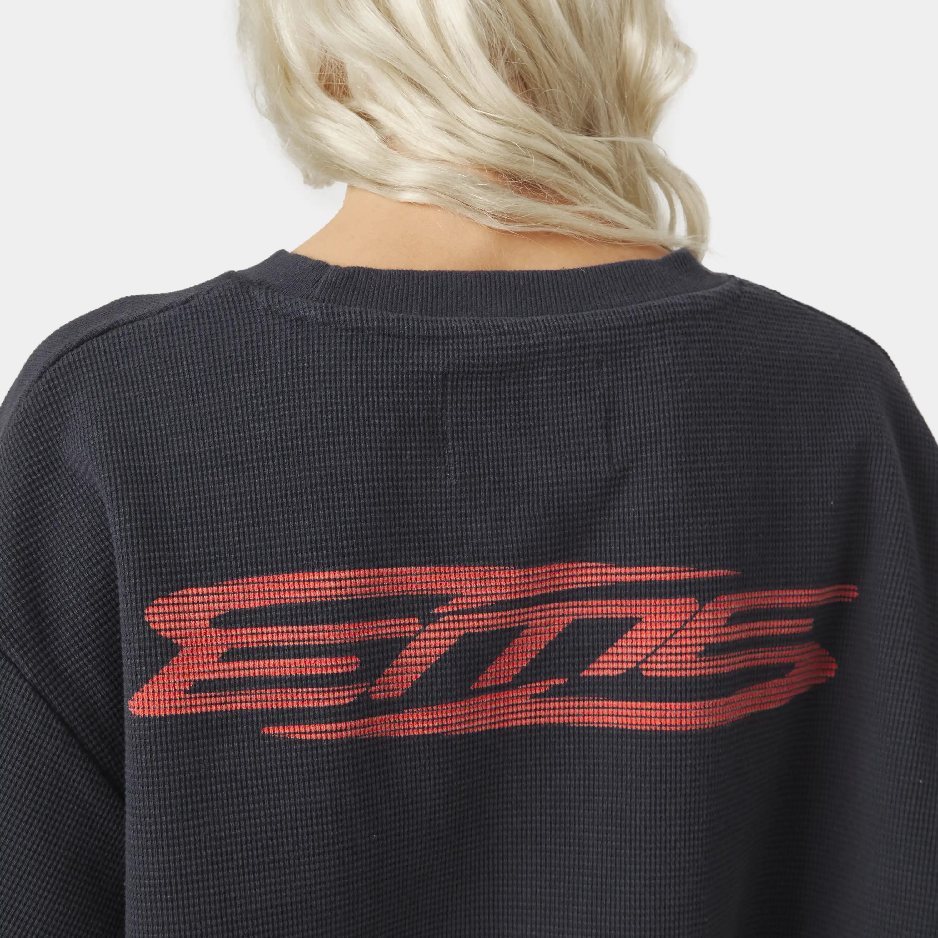 Waffle Navy Crewneck