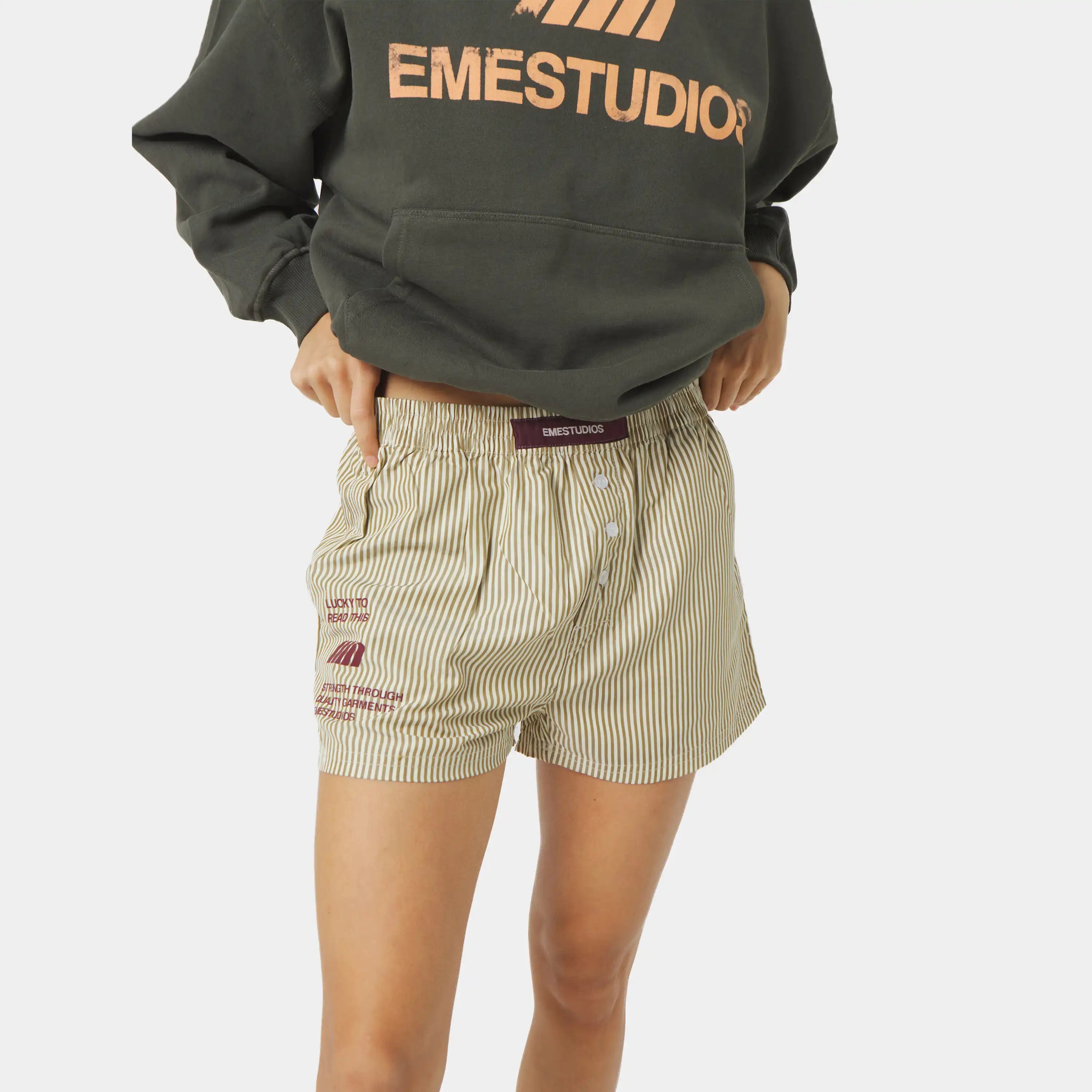 Lucky Striped Boxer Burgundy