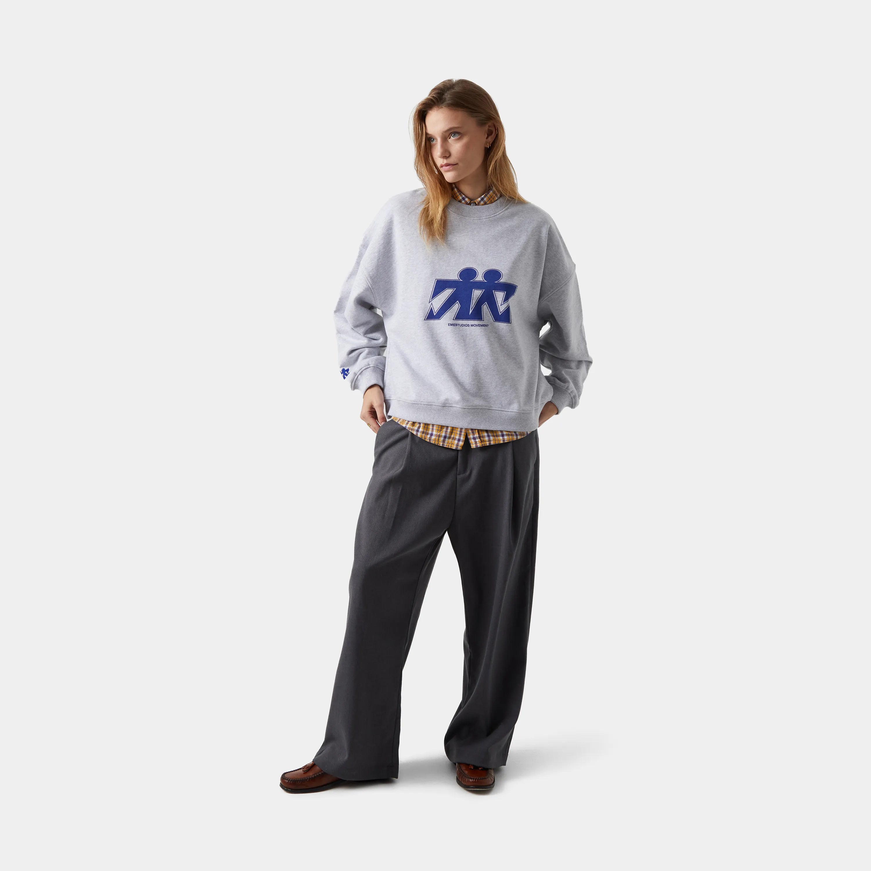 Mbuddy Grey Oversized Crewneck