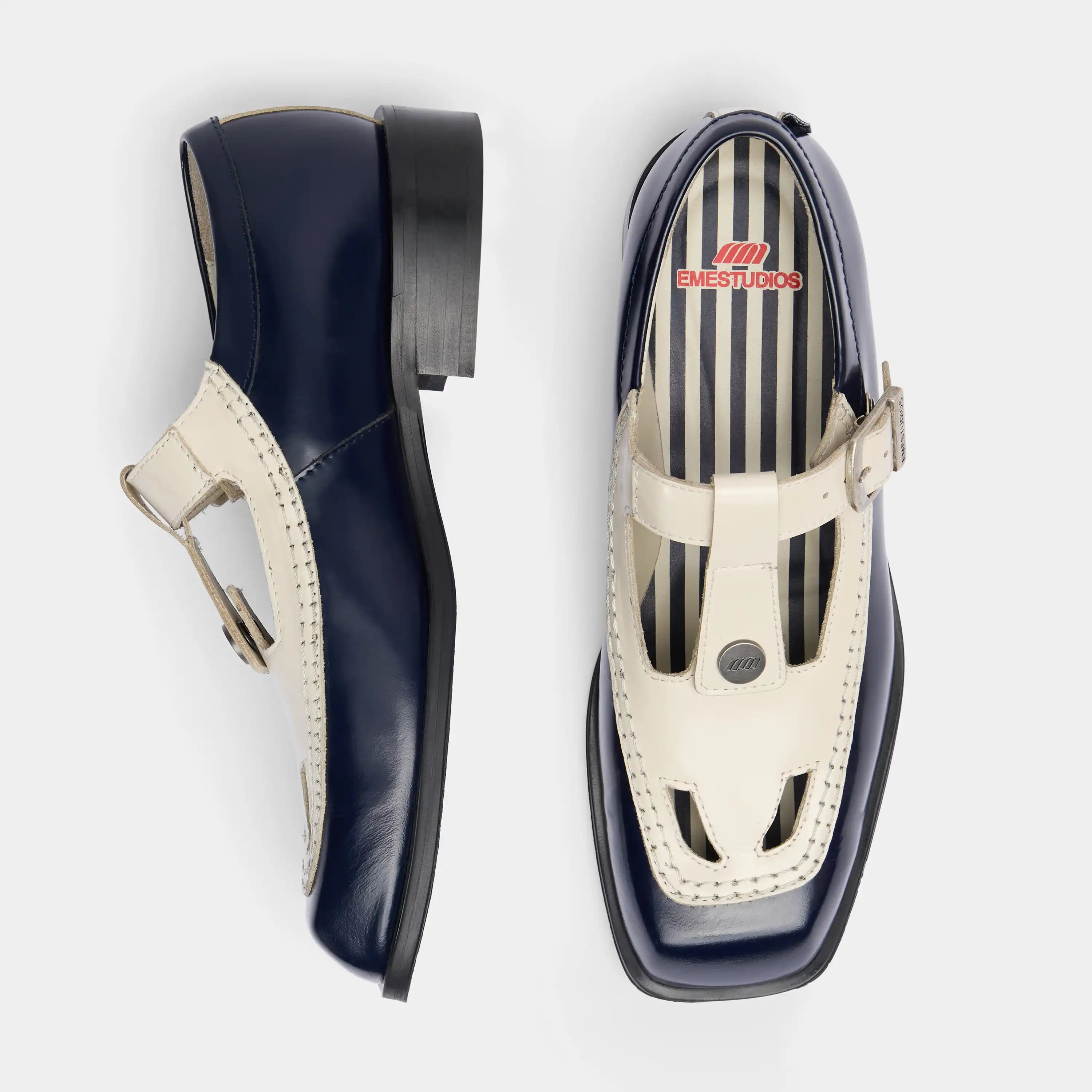 Daisy White & Navy Mary Jane