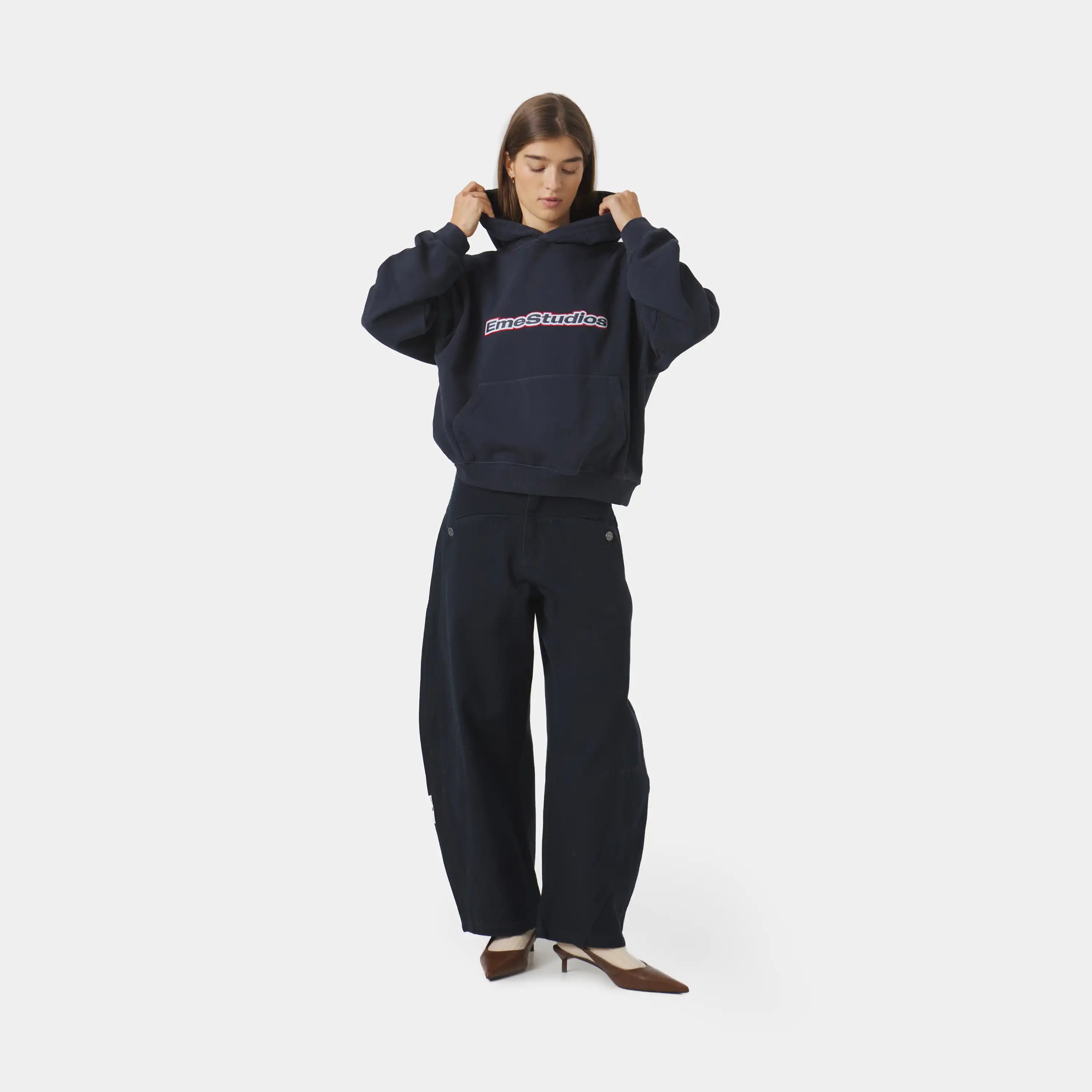 Box Navy Oversized Hoodie