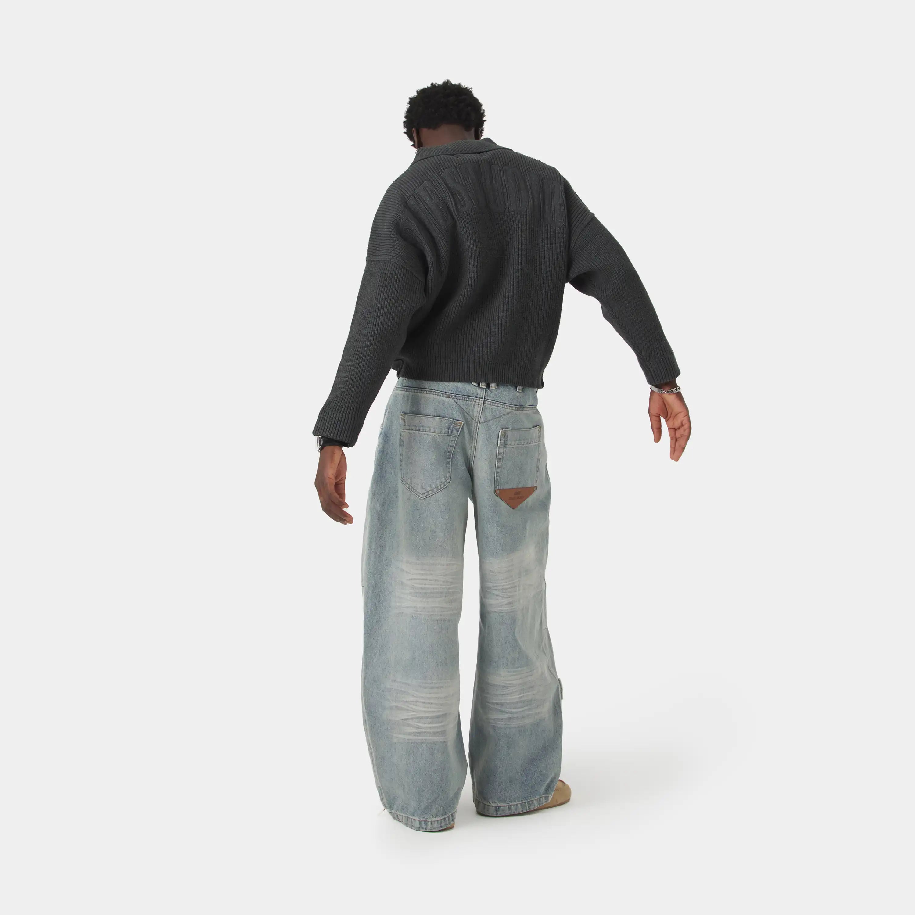 Collar Carbon Zipper Knit