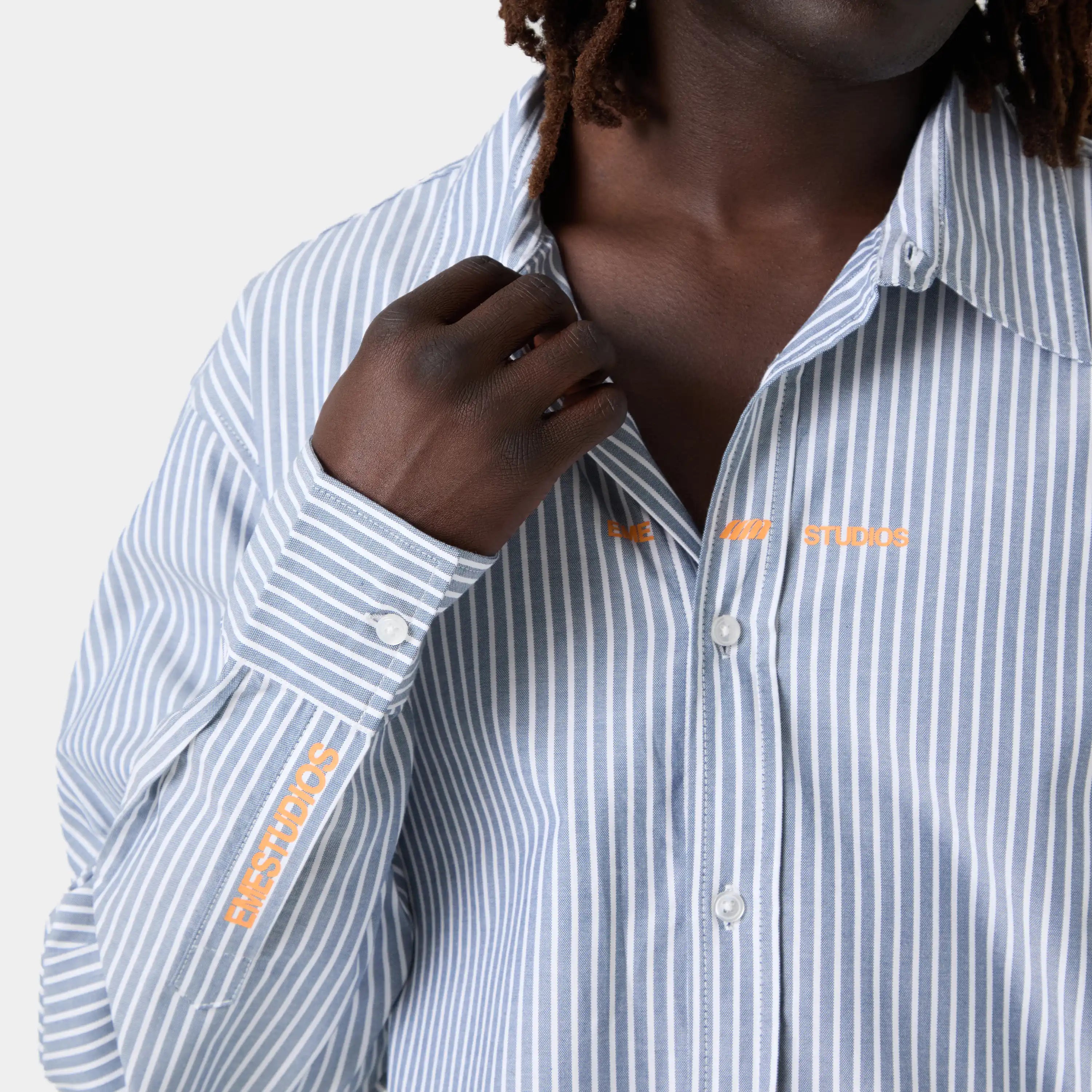 Soid Navy Striped Shirt