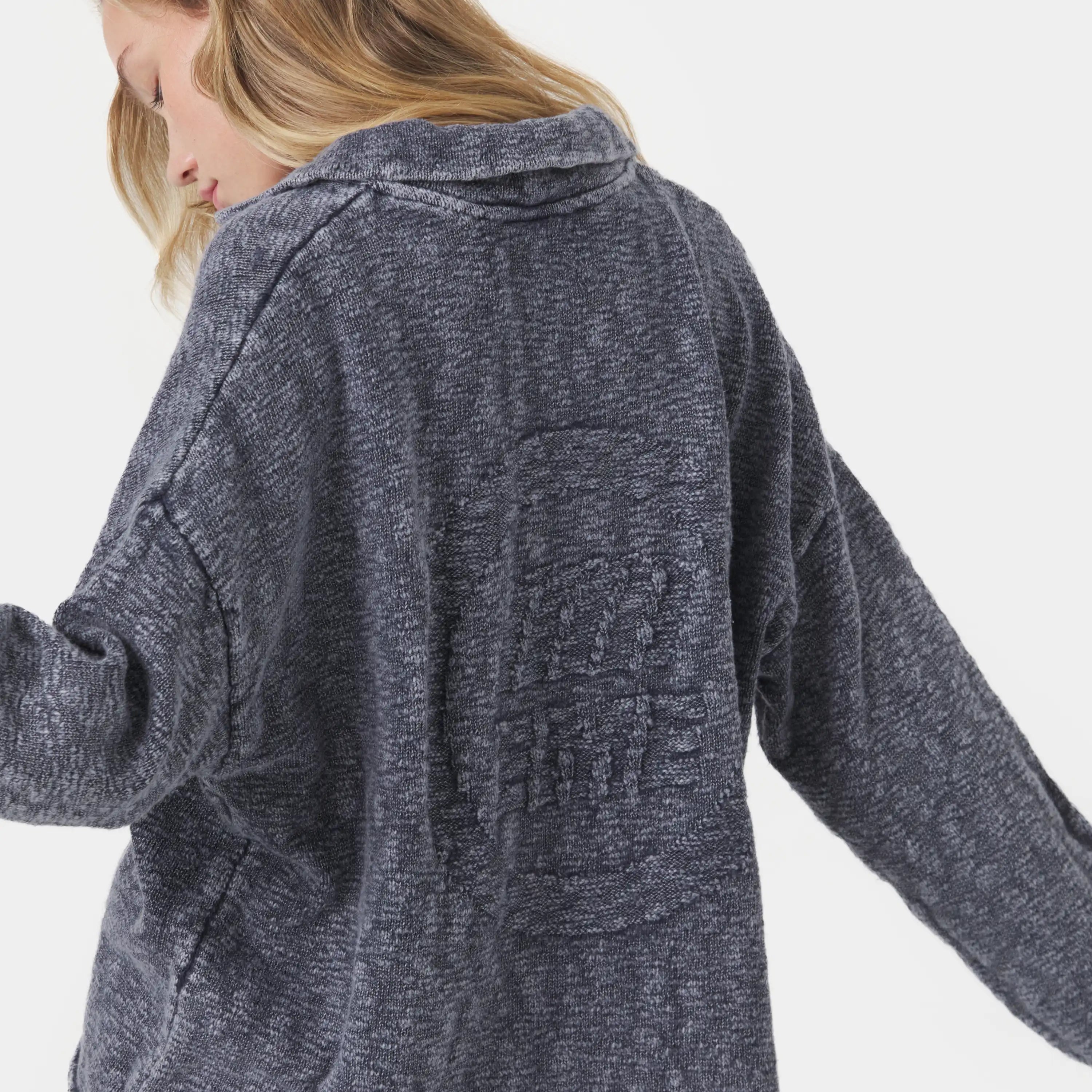 Kiff Polo Navy Knit Distressed