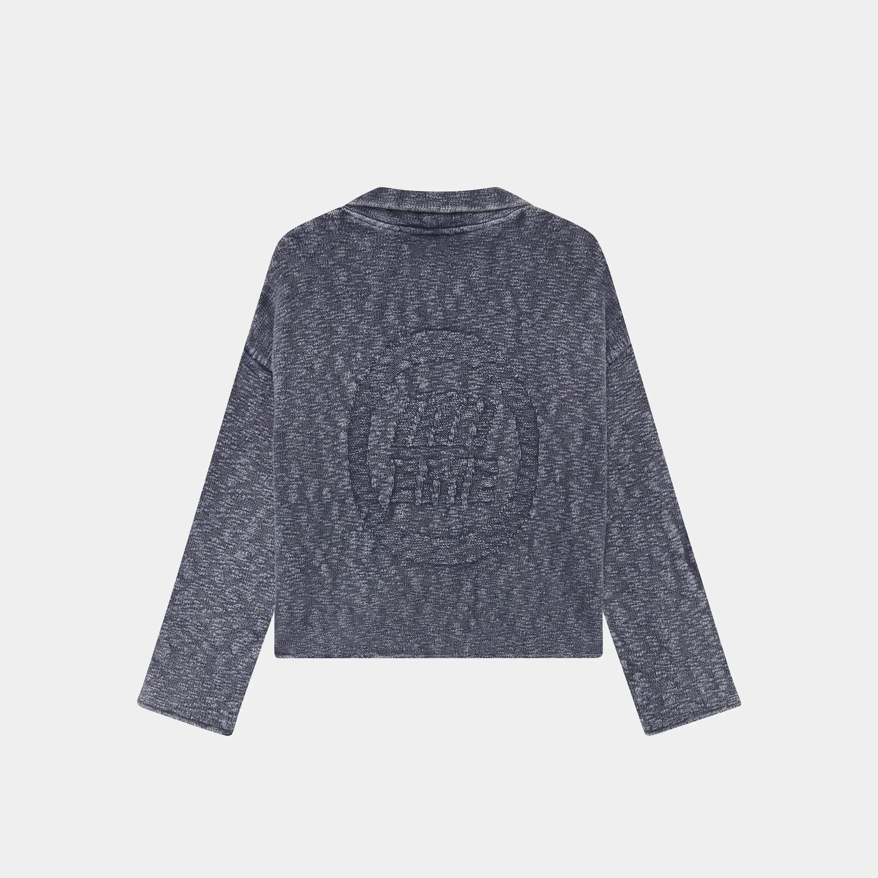 Kiff Polo Navy Knit Distressed