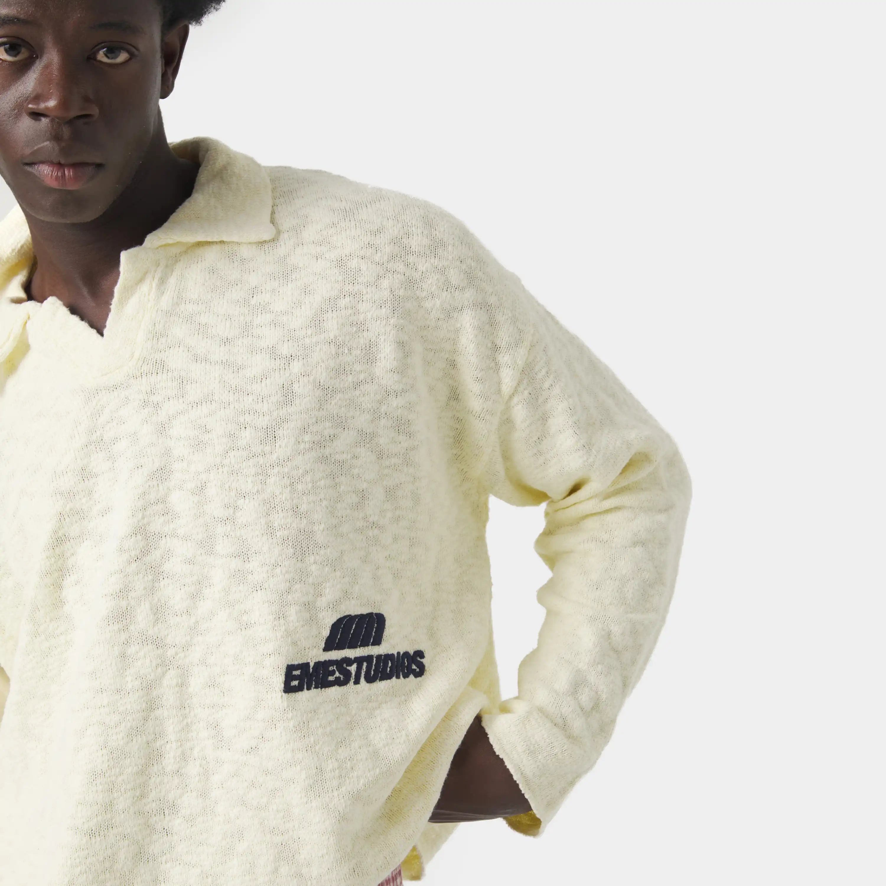 Kiff Polo Off Sand Knit Distressed