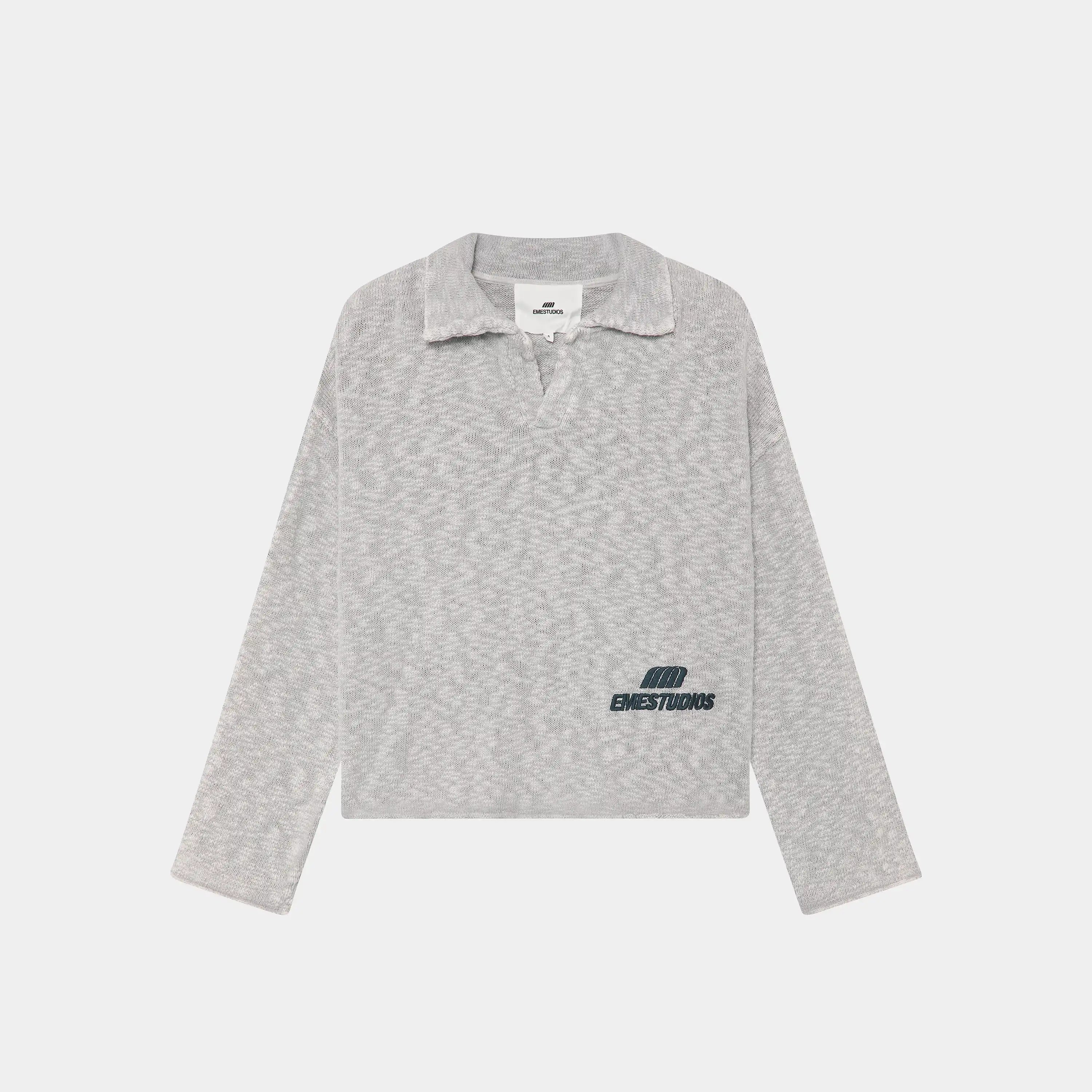 Kiff Polo Grey Knit Distressed