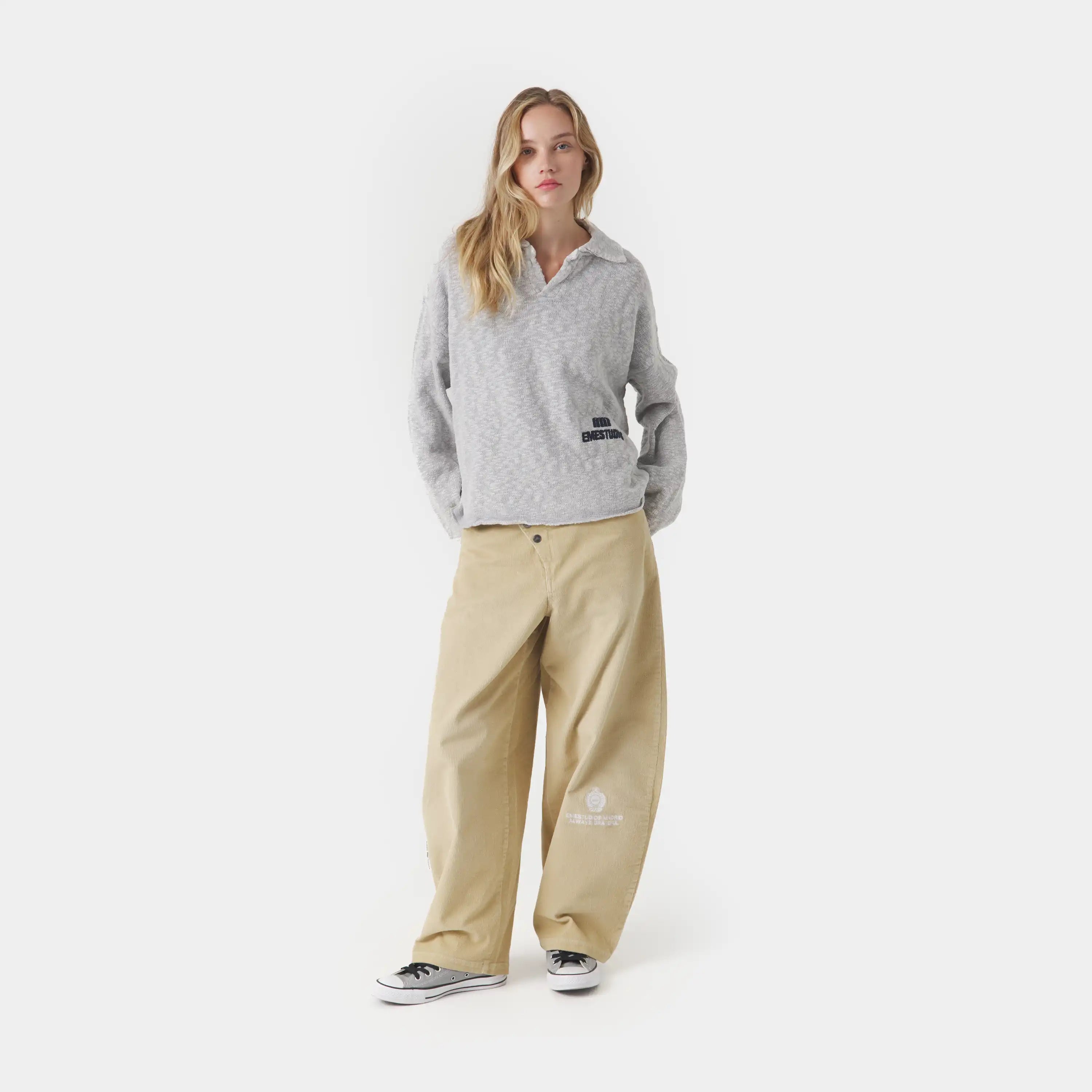 Kiff Polo Grey Knit Distressed