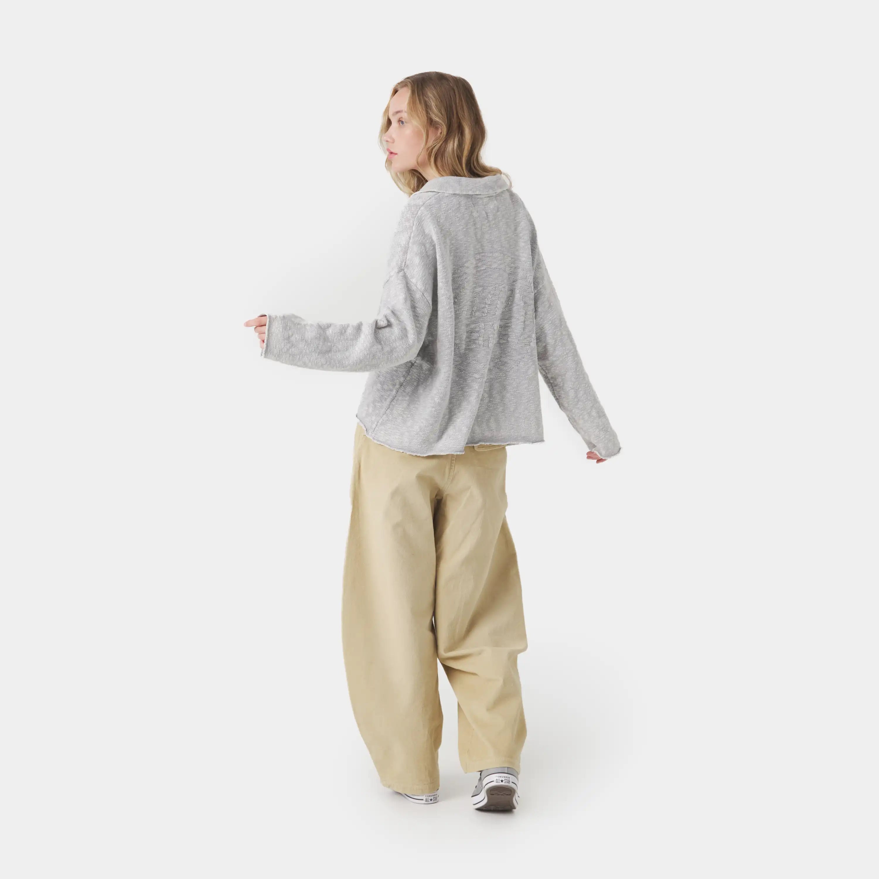 Kiff Polo Grey Knit Distressed