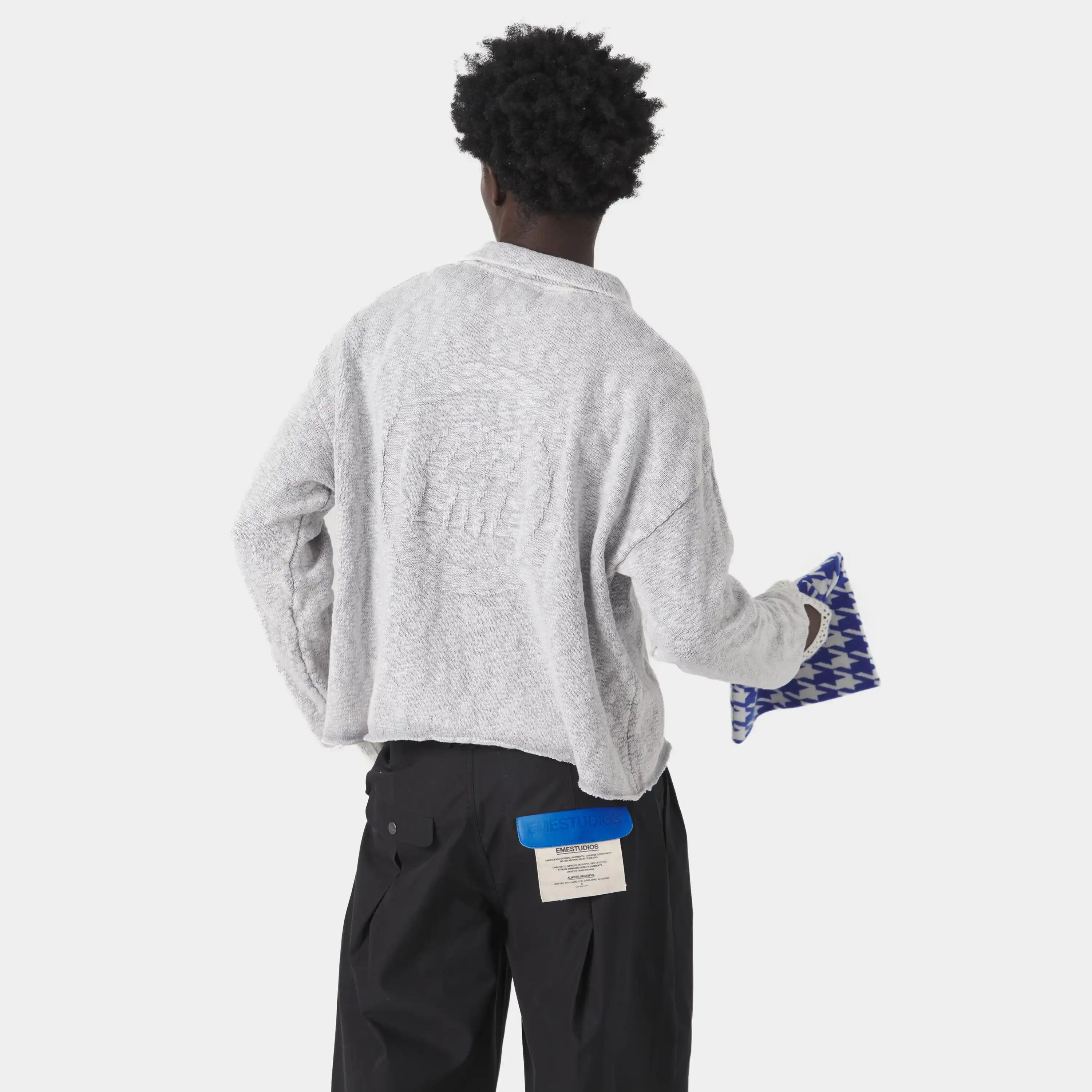 Kiff Polo Grey Knit Distressed