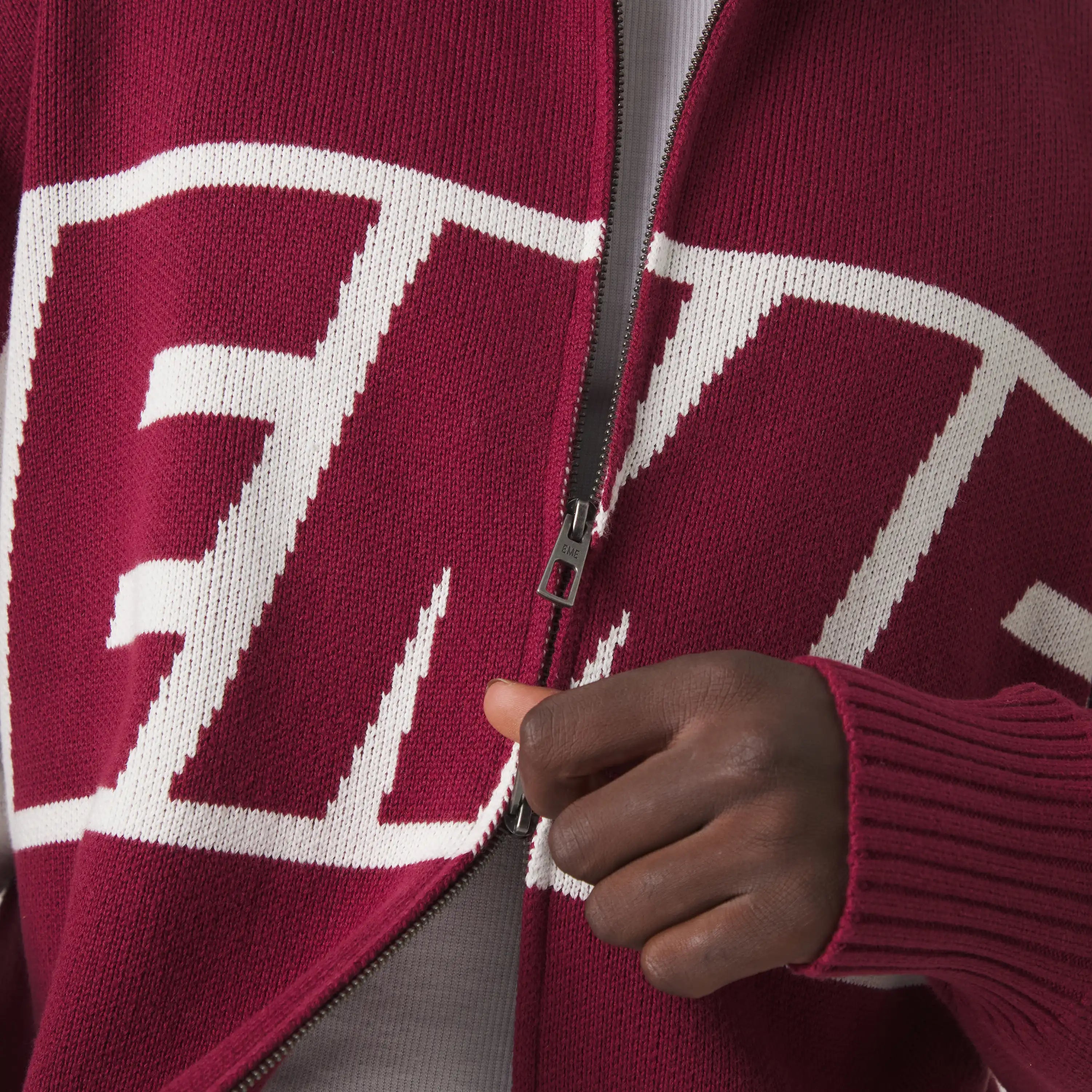 Thrill Burgundy Zipper Knit