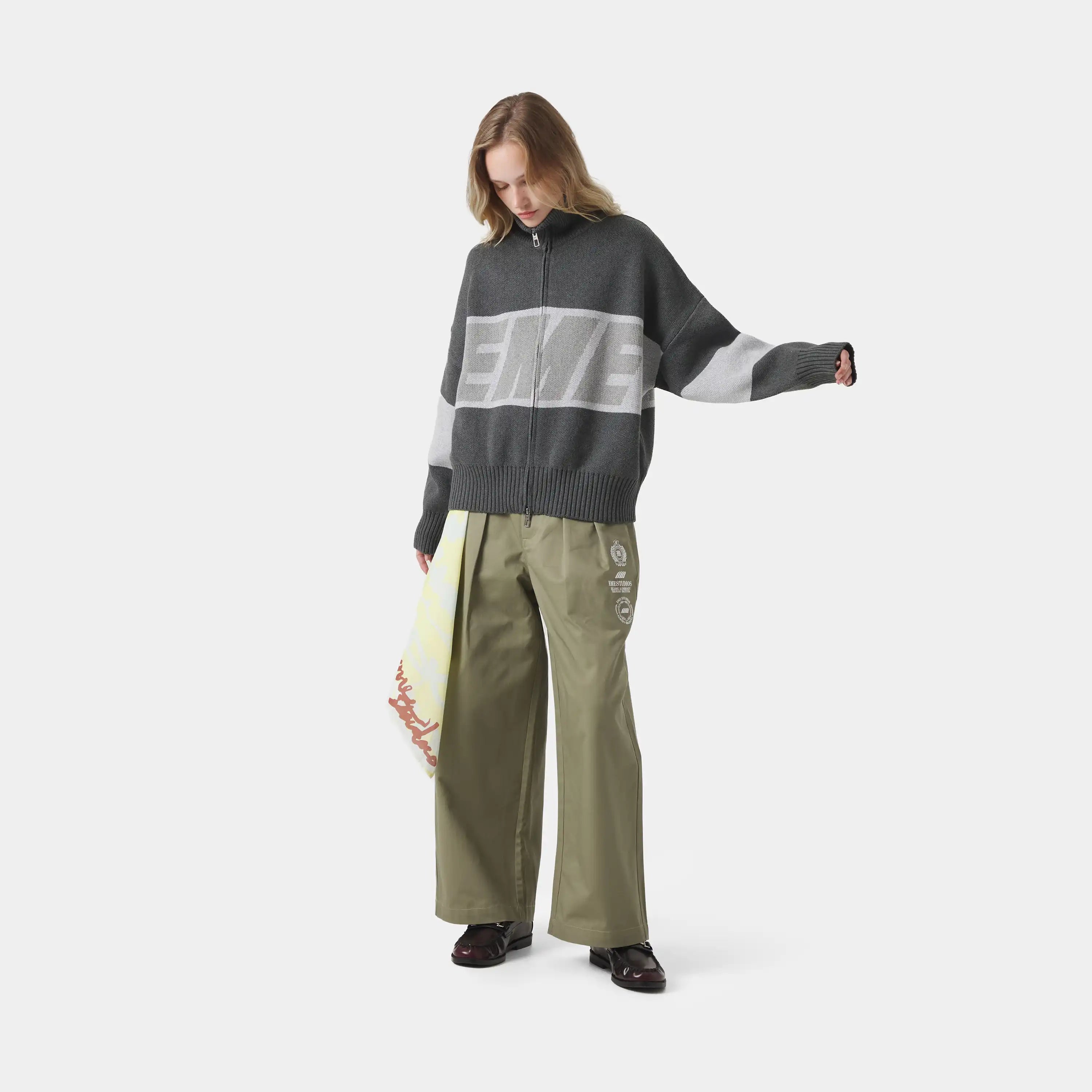 Thrill Grandpa Grey Zipper Knit