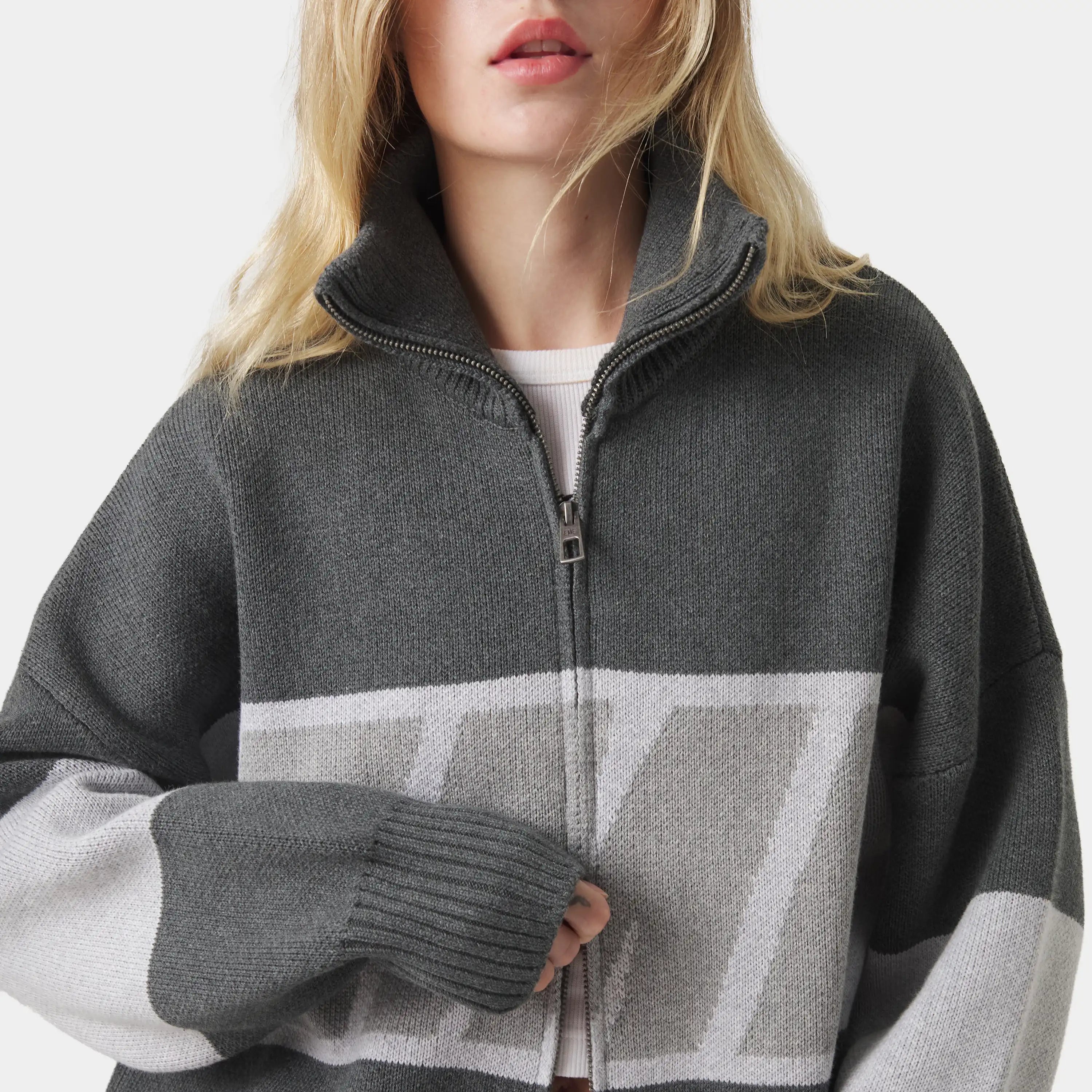 Thrill Grandpa Grey Zipper Knit