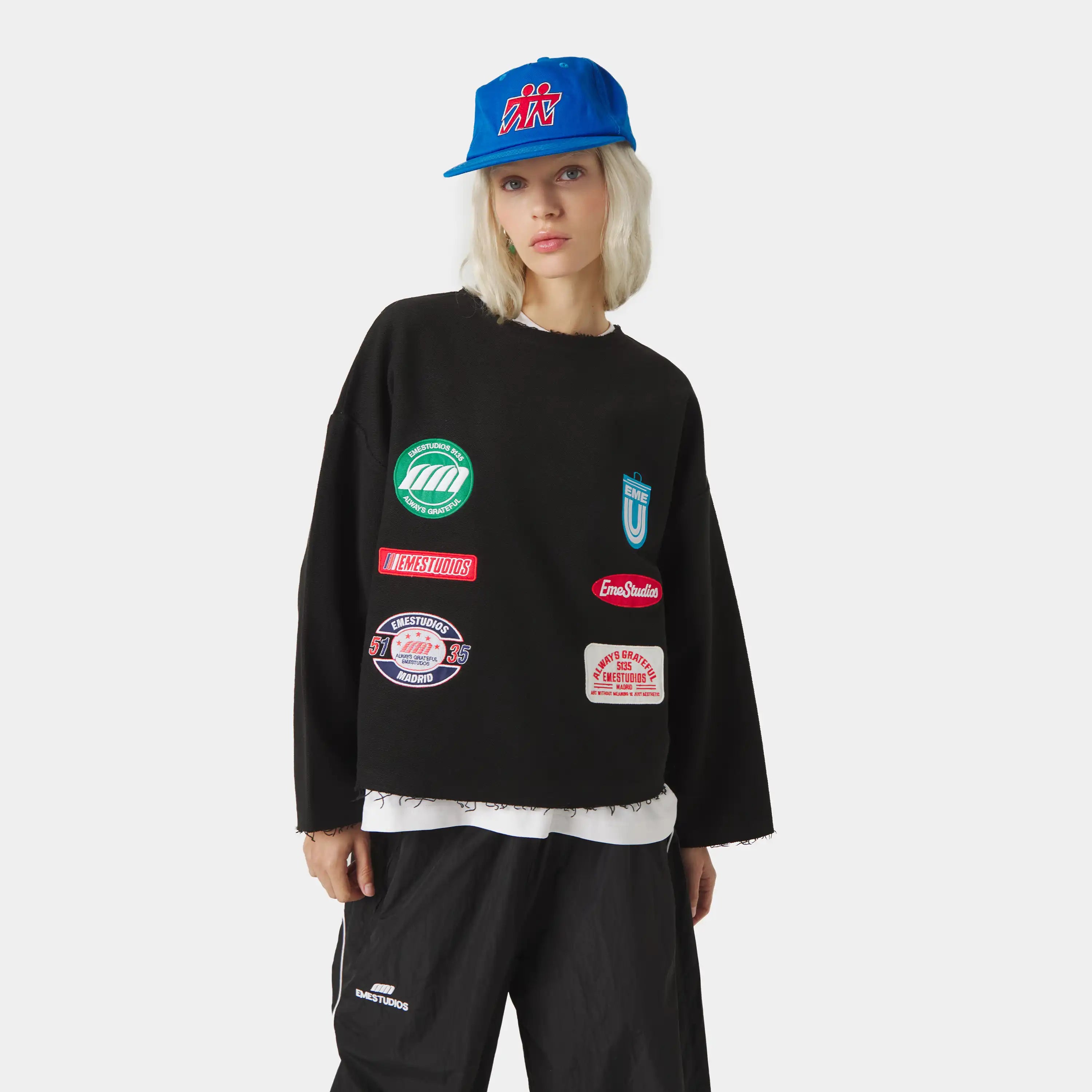 Patches Black Crewneck