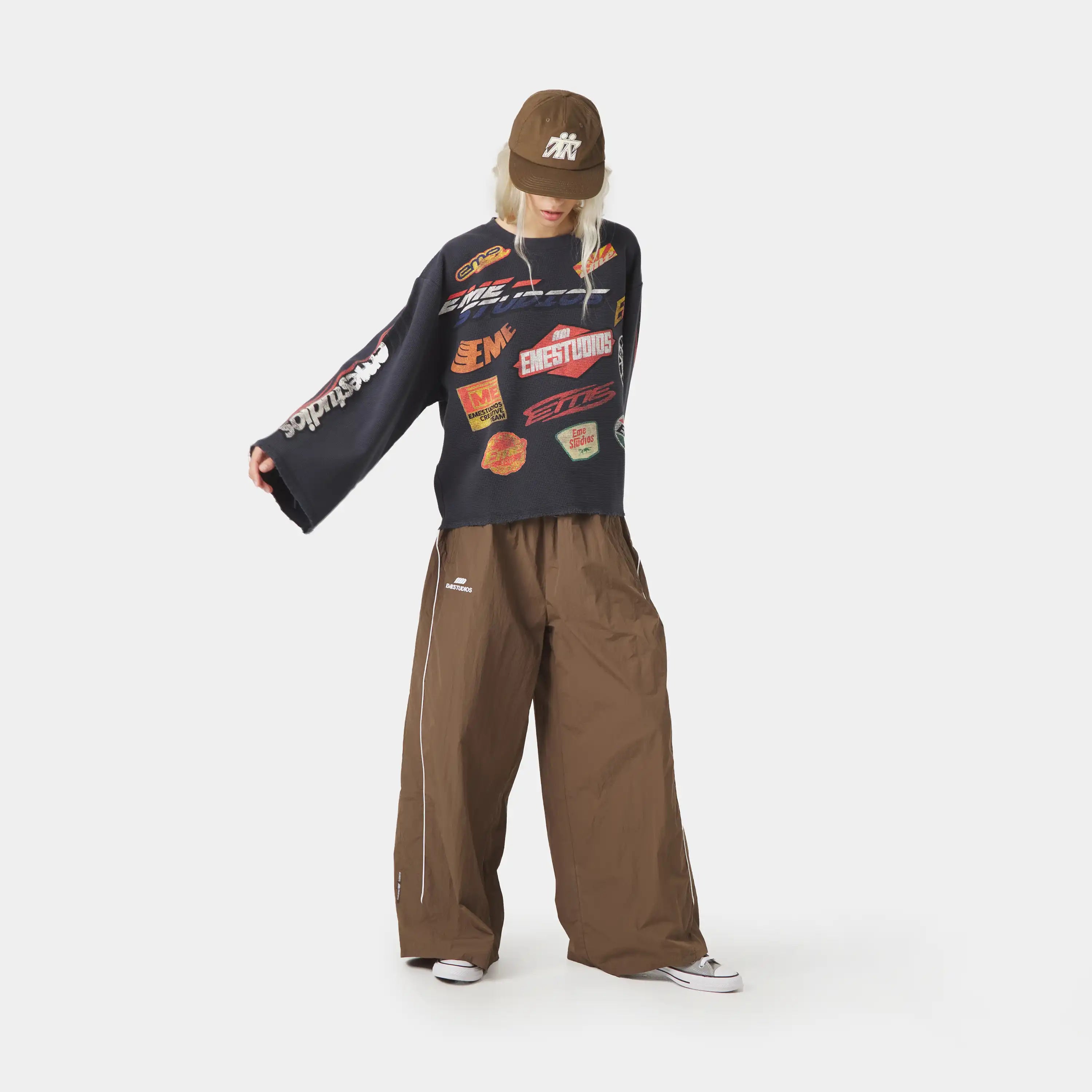 Waffle Navy Crewneck