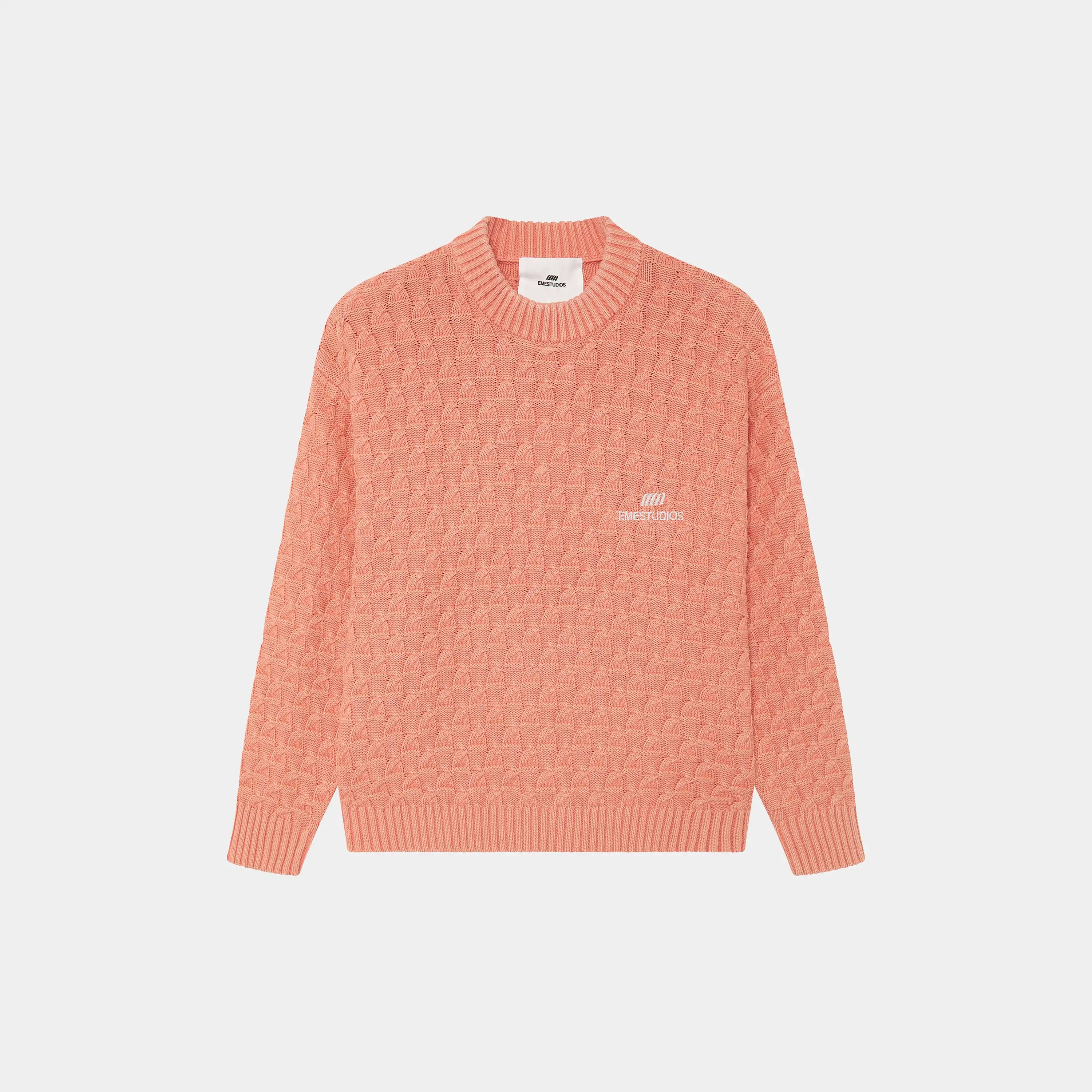 Grid Coral Cable Knit Sweater
