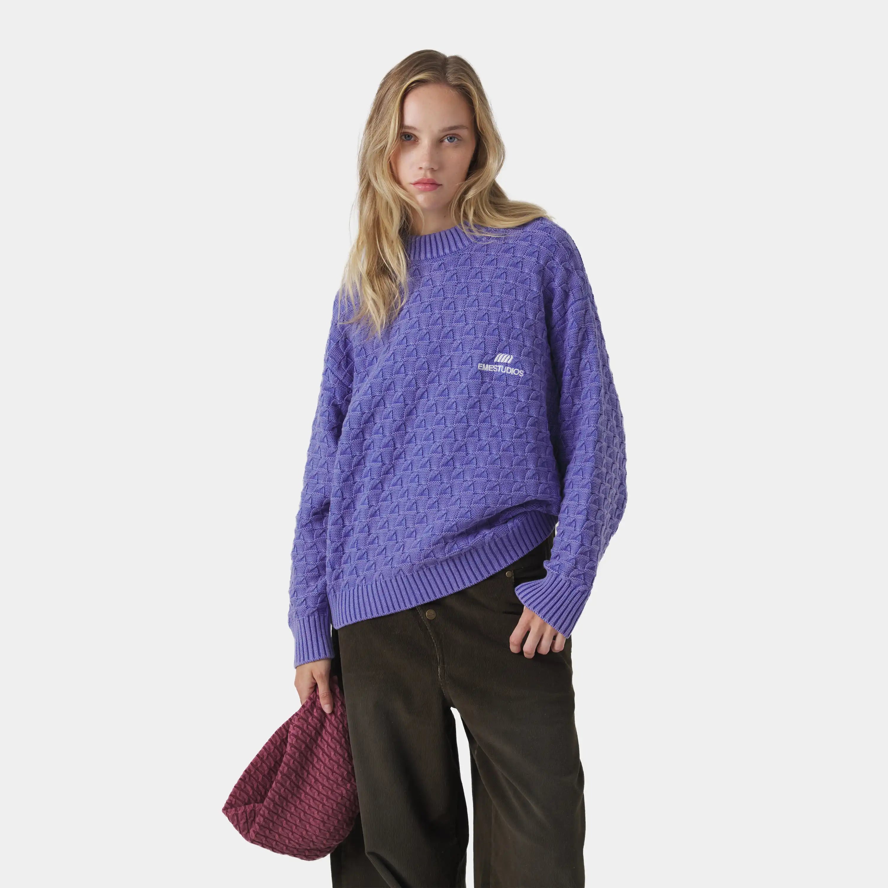 Grid Lucent Cable Knit Sweater
