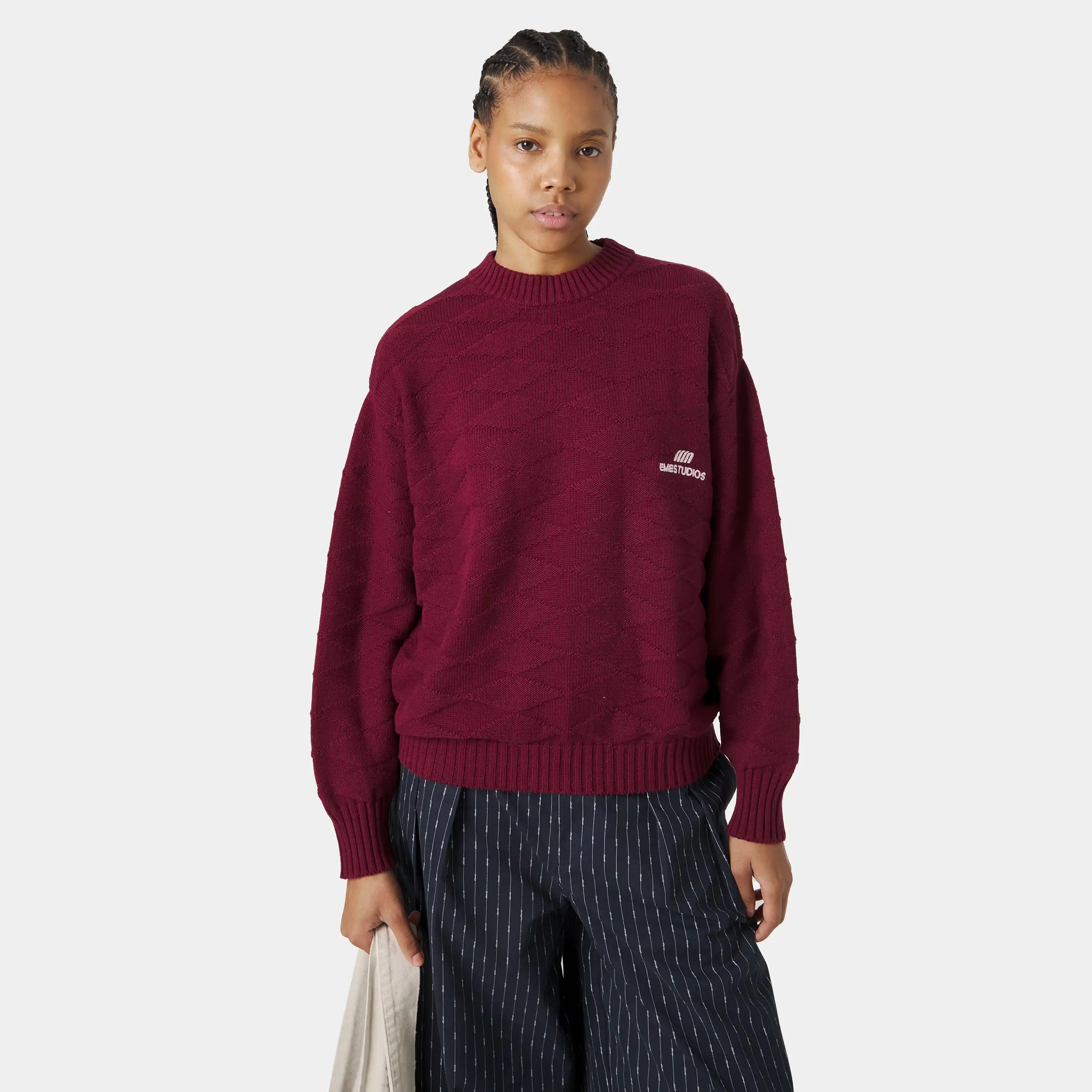 Rhomb Cabernet Knit Sweater