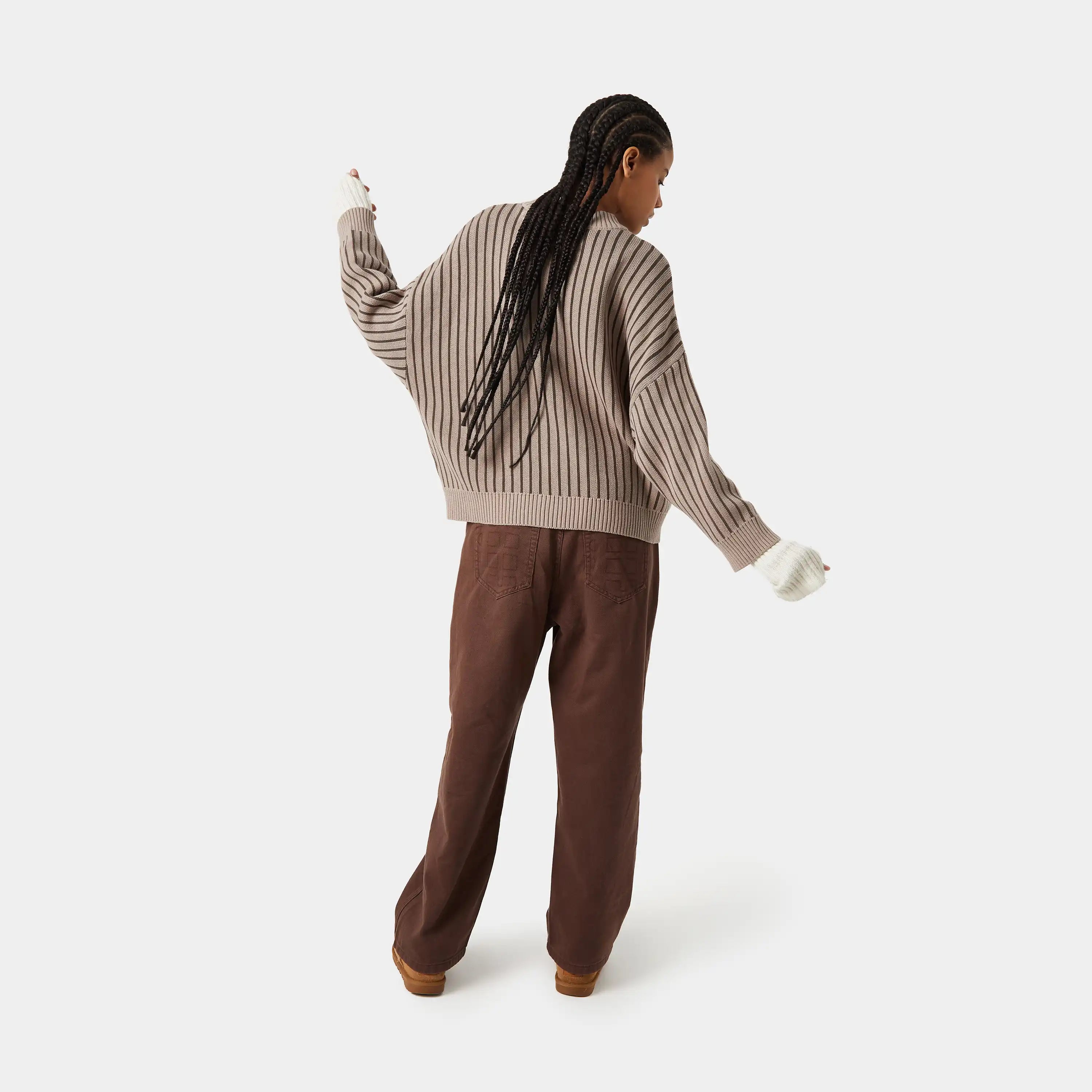 Badge Muddy Brown Stripes Knit