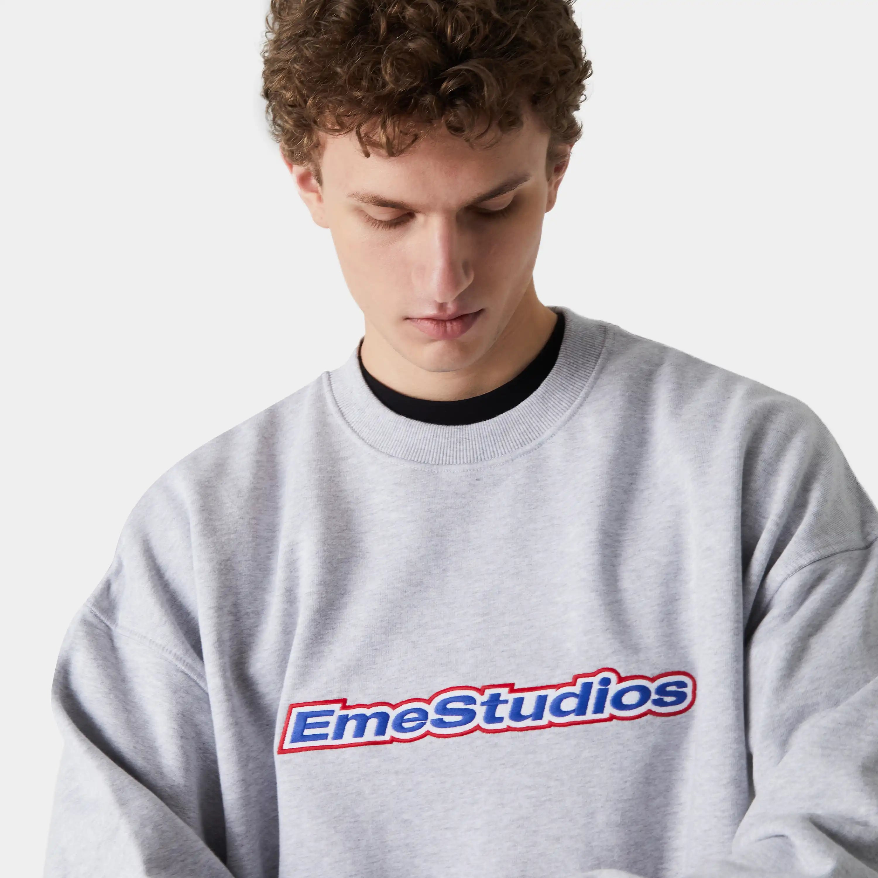 Box Heather Grey Oversized Crewneck