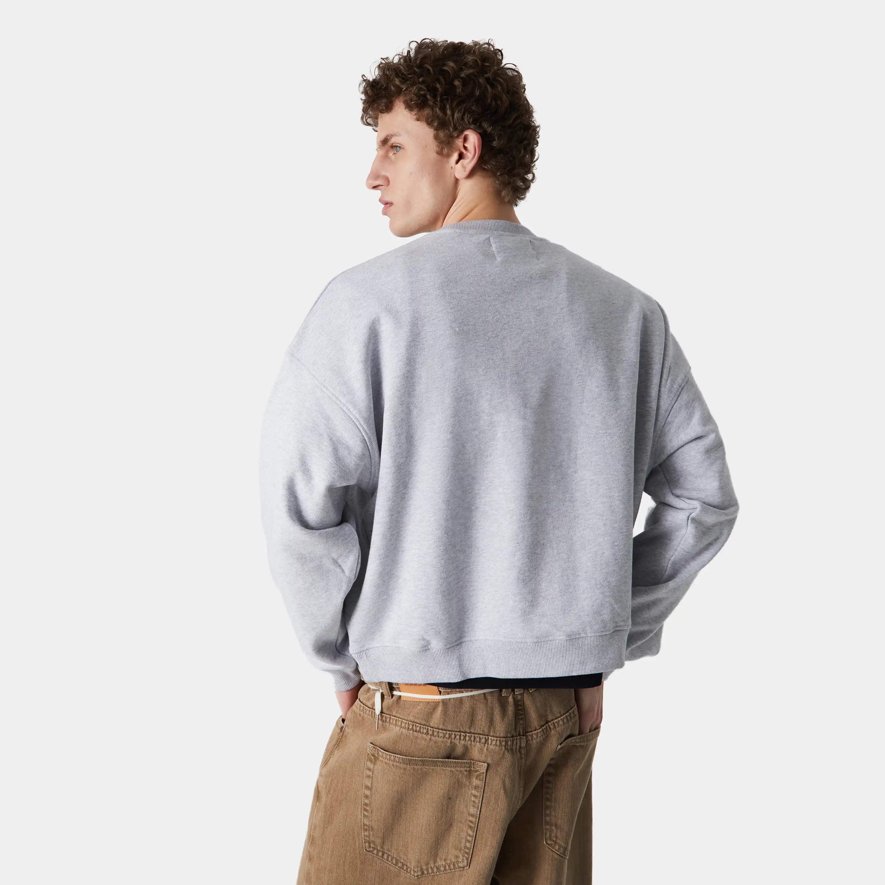 Box Heather Grey Oversized Crewneck