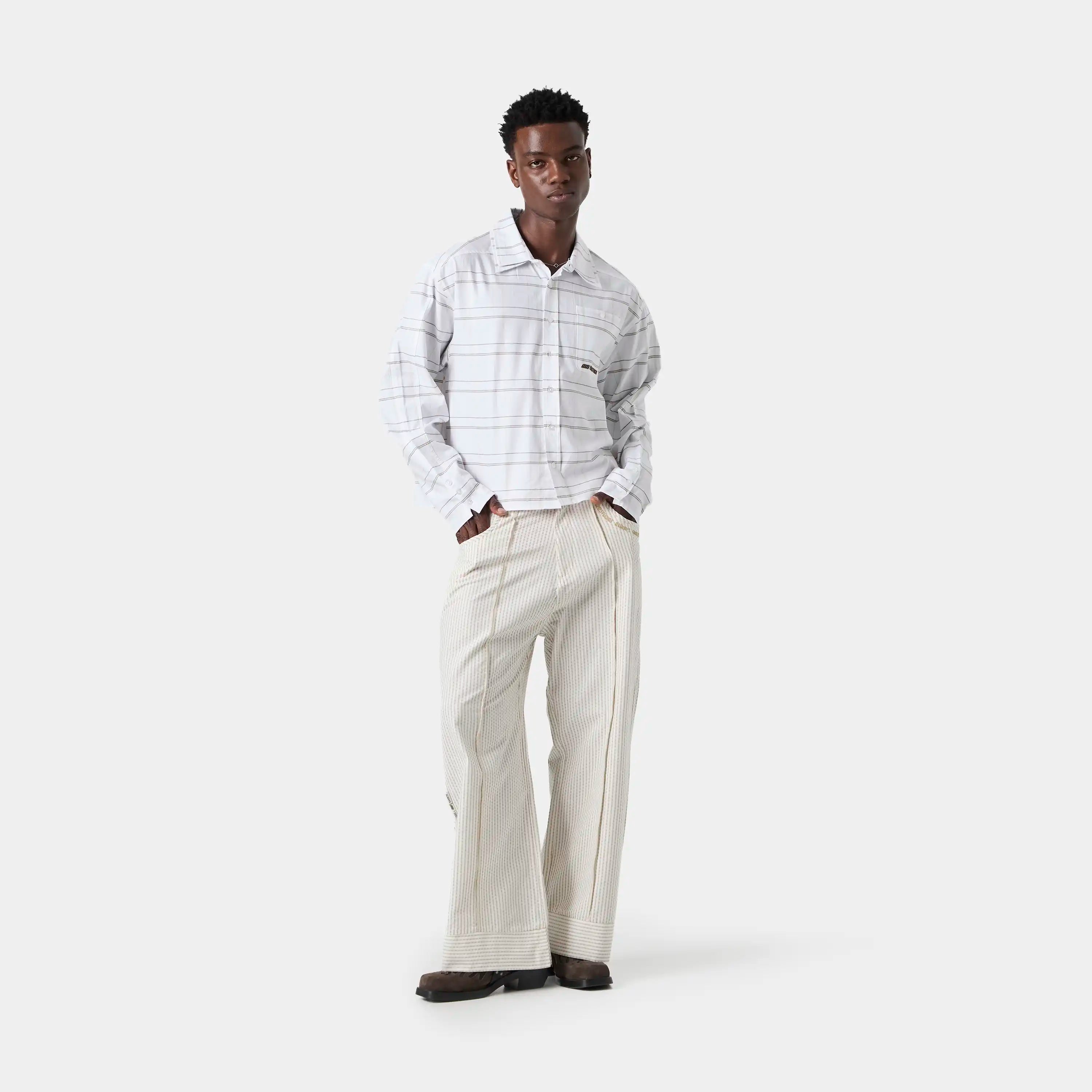 Striped Off Sand Baggy Pants