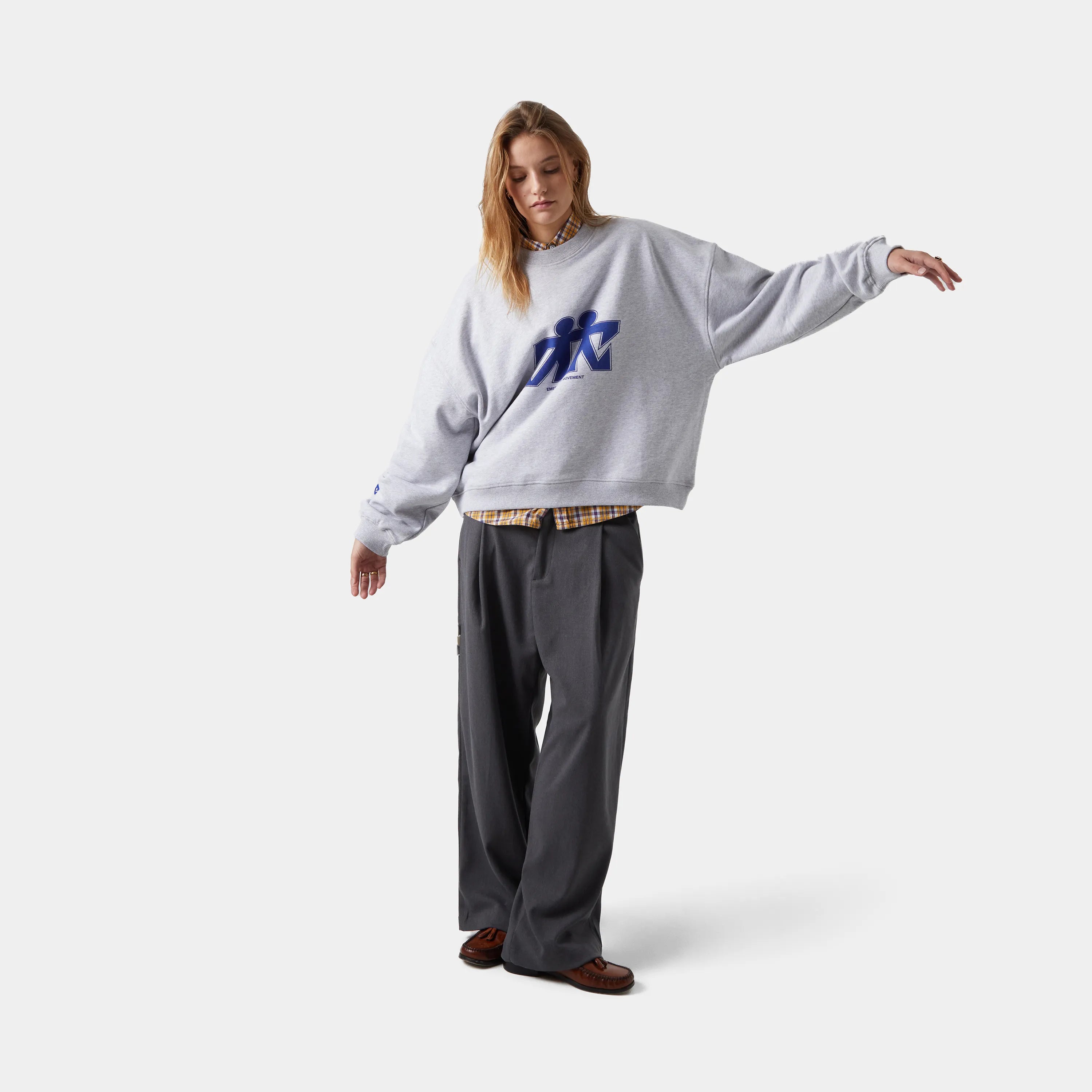 Mbuddy Grey Oversized Crewneck