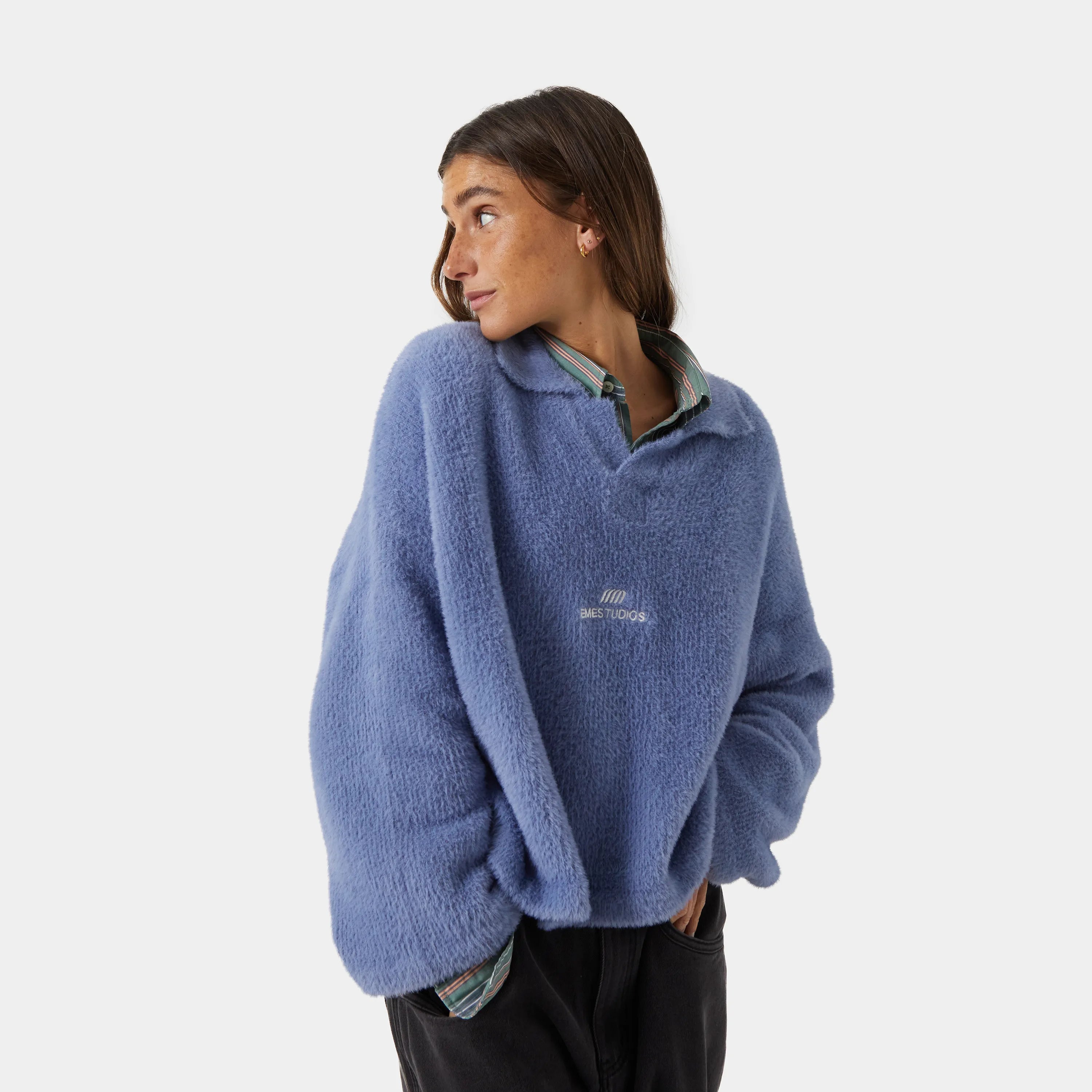 Sully Deep Sea Brushed Knitted Polo