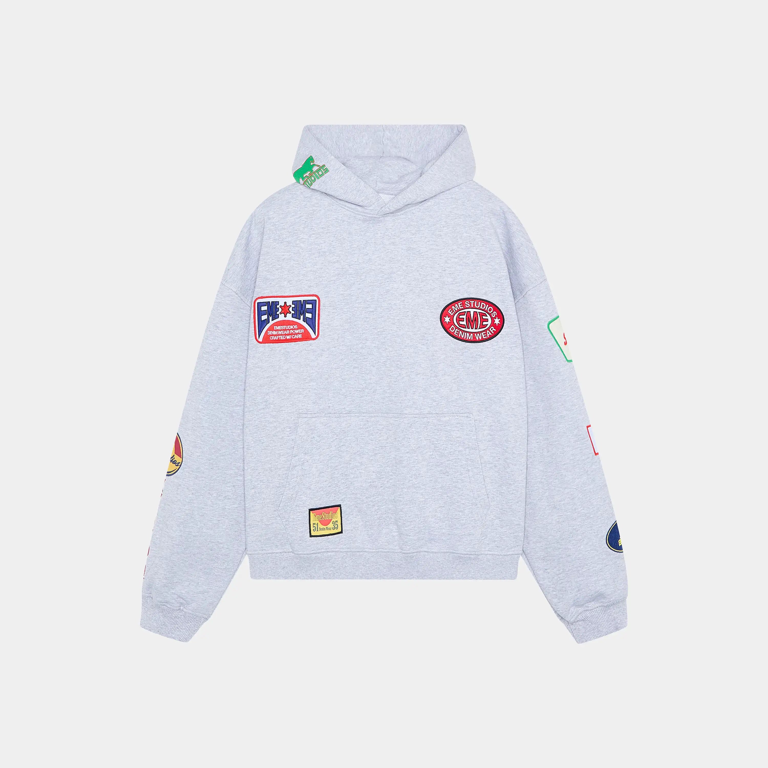 Patches Grey Oversized Hoodie