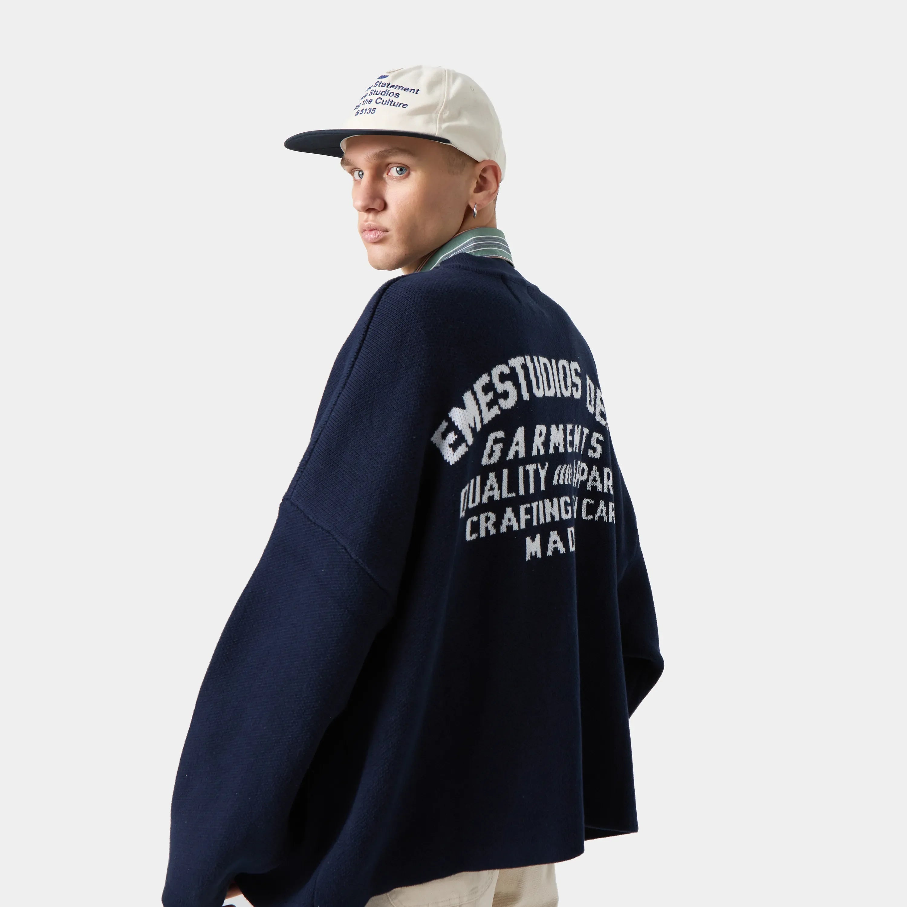 Department Navy Jacquard Oversized Knit